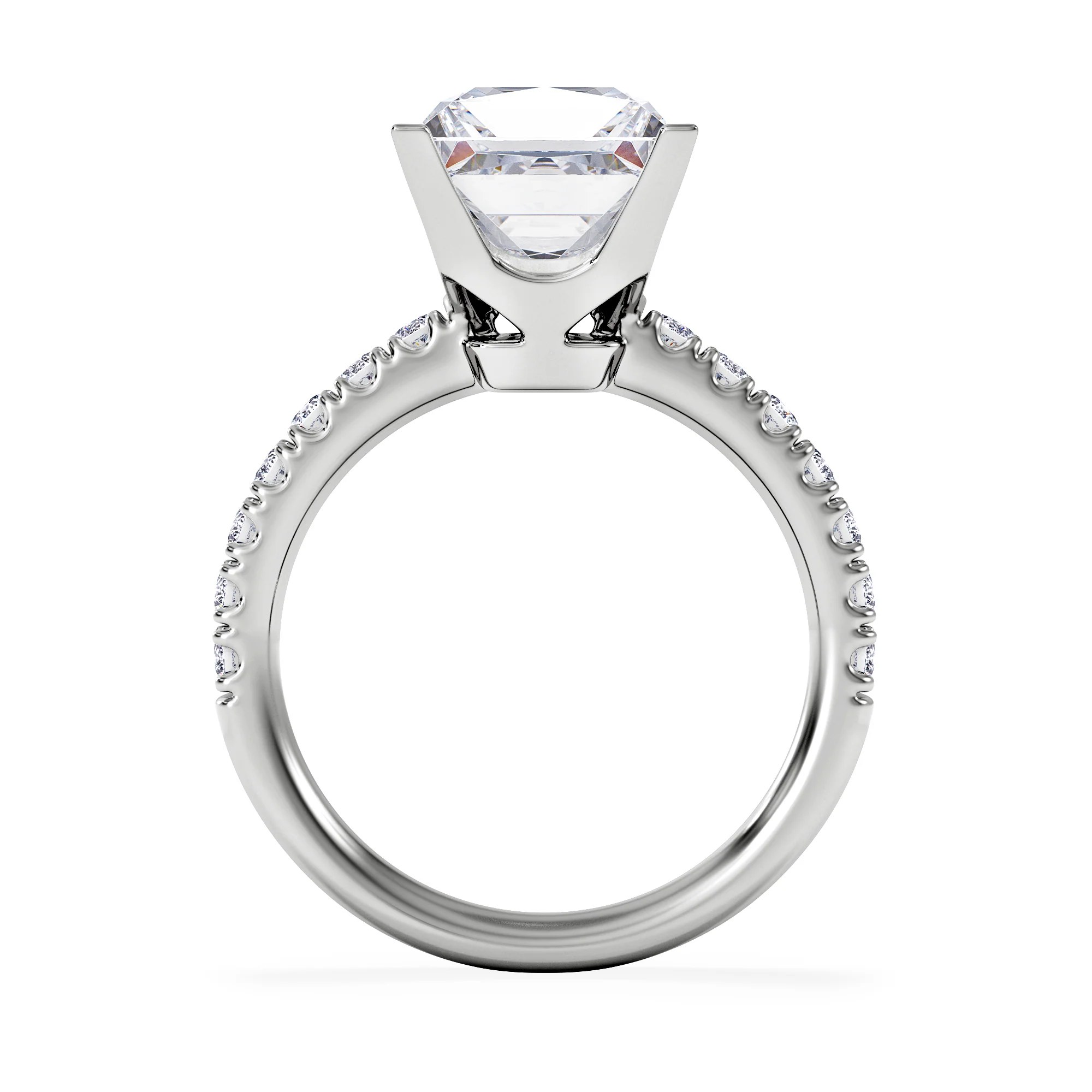 Katerina 3.45ct Lab Diamond Princess Cut Engagement Ring in 18K White Gold G/VS1 - Image 3