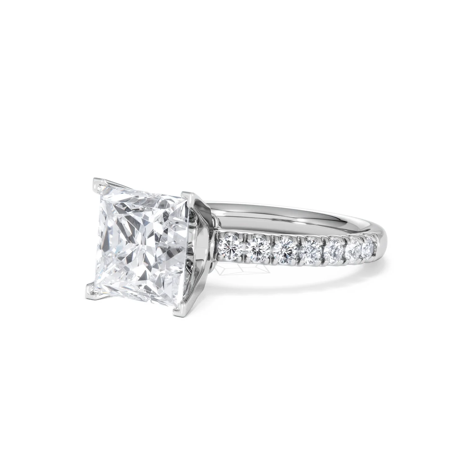 Katerina 3.45ct Lab Diamond Princess Cut Engagement Ring in 18K White Gold G/VS1 - Image 80