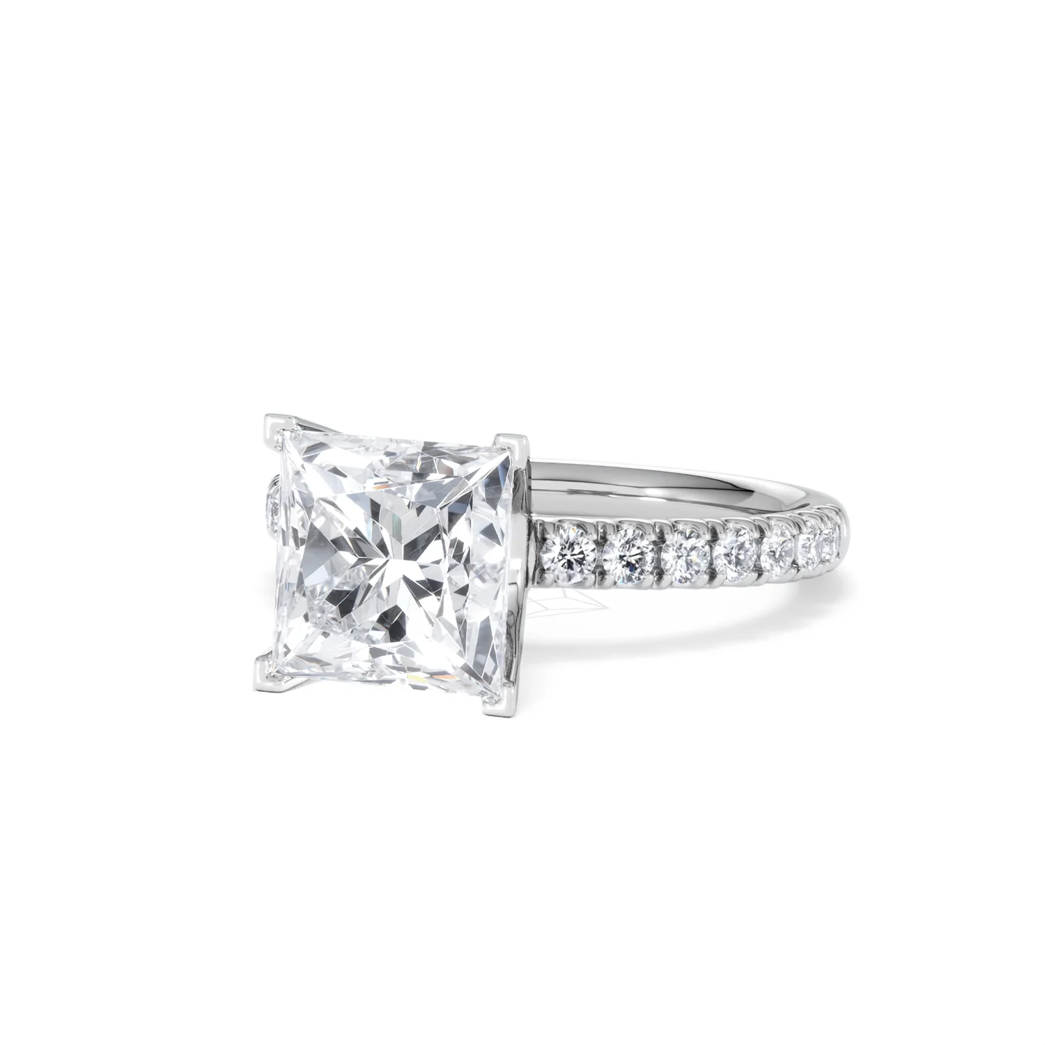 Katerina 3.45ct Lab Diamond Princess Cut Engagement Ring in 18K White Gold G/VS1 - Image 83