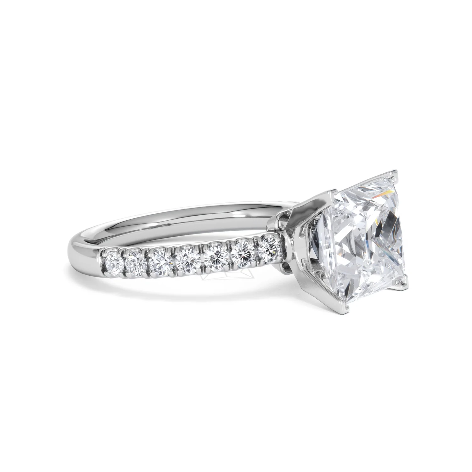 Katerina 3.45ct Lab Diamond Princess Cut Engagement Ring in Platinum G/VS1 - Image 20