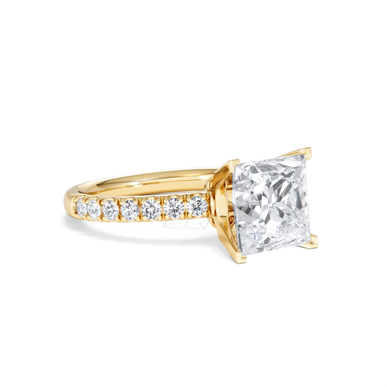 Katerina 3.55ct Lab Diamond Princess Cut Engagement Ring in 18K Yellow Gold G/VS1 - Image 16