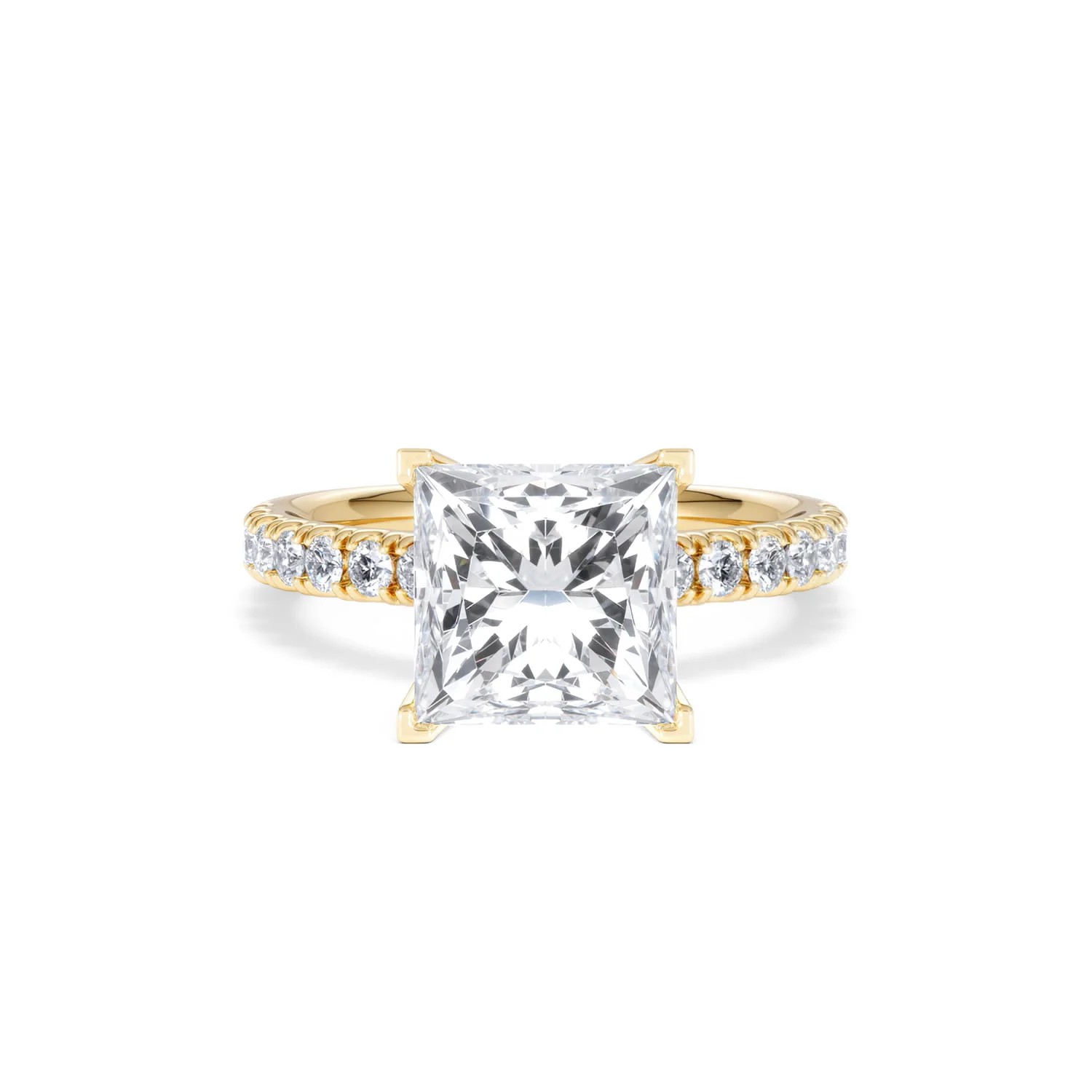 Katerina 3.55ct Lab Diamond Princess Cut Engagement Ring in 18K Yellow Gold G/VS1 - Image 8