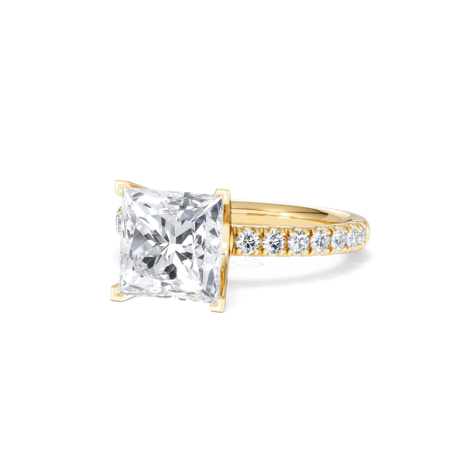 Katerina 3.55ct Lab Diamond Princess Cut Engagement Ring in 18K Yellow Gold G/VS1 - Image 83