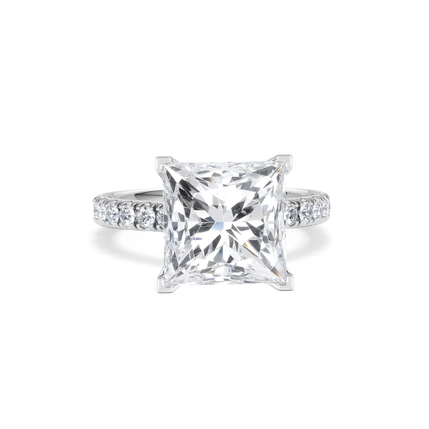 Katerina 5.55ct Lab Diamond Princess Cut Engagement Ring in 18K White Gold G/VS1 - Image 9