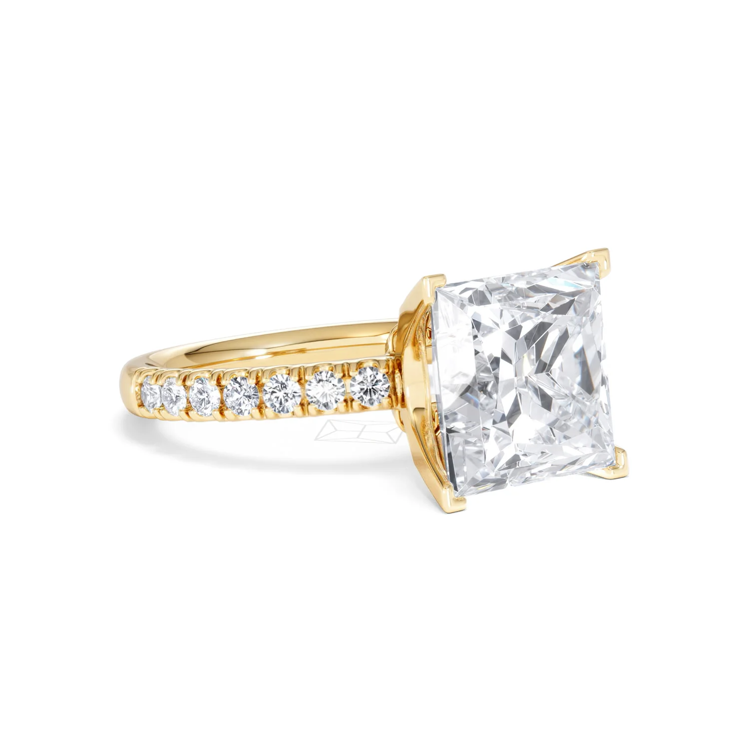 Katerina 5.55ct Lab Diamond Princess Cut Engagement Ring in 18K Yellow Gold G/VS1 - Image 15