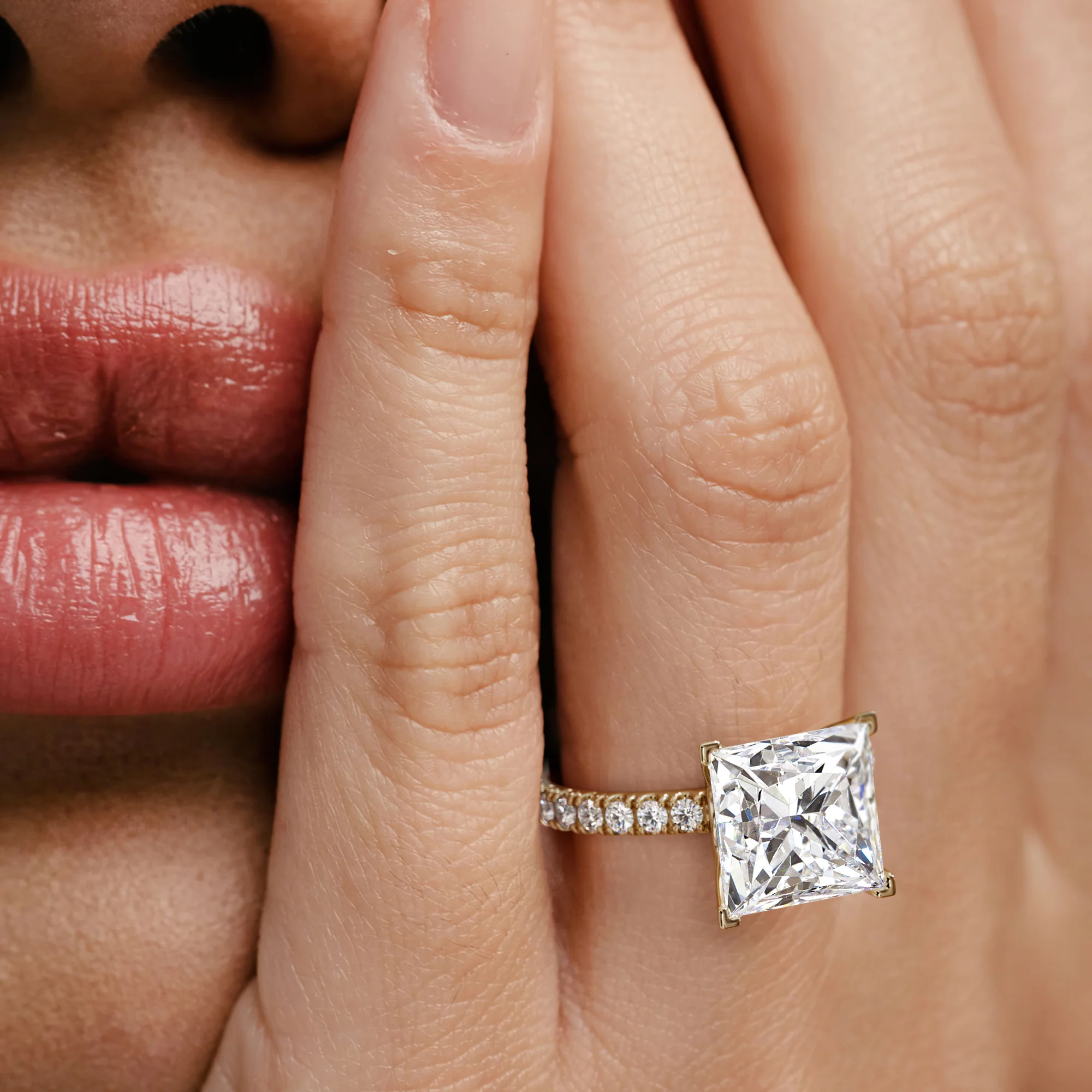 Katerina 5.55ct Lab Diamond Princess Cut Engagement Ring in 18K Yellow Gold G/VS1 - Image 2