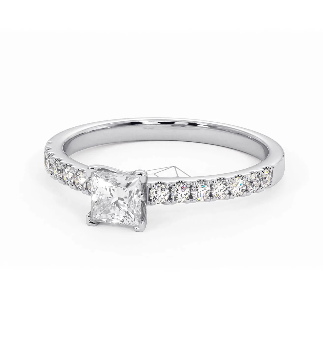 Katerina Princess Diamond Engagement Ring 18KW Gold 0.85ct G/SI2 - Image 92