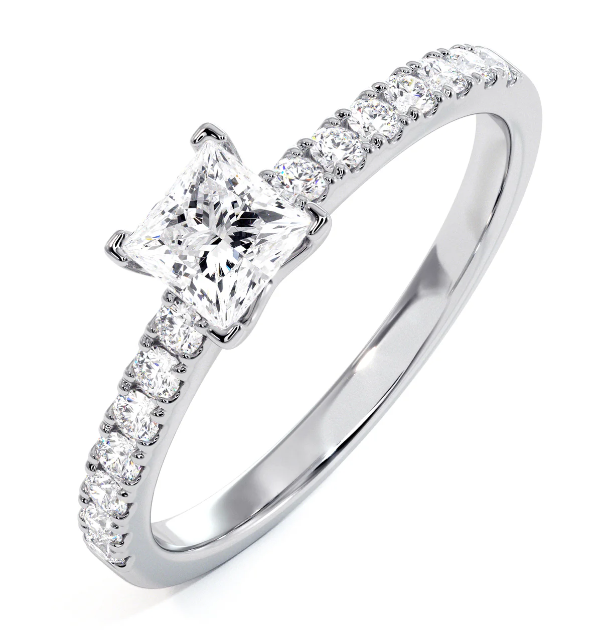 Katerina Princess Diamond Engagement Ring 18KW Gold 0.85ct G/VS1