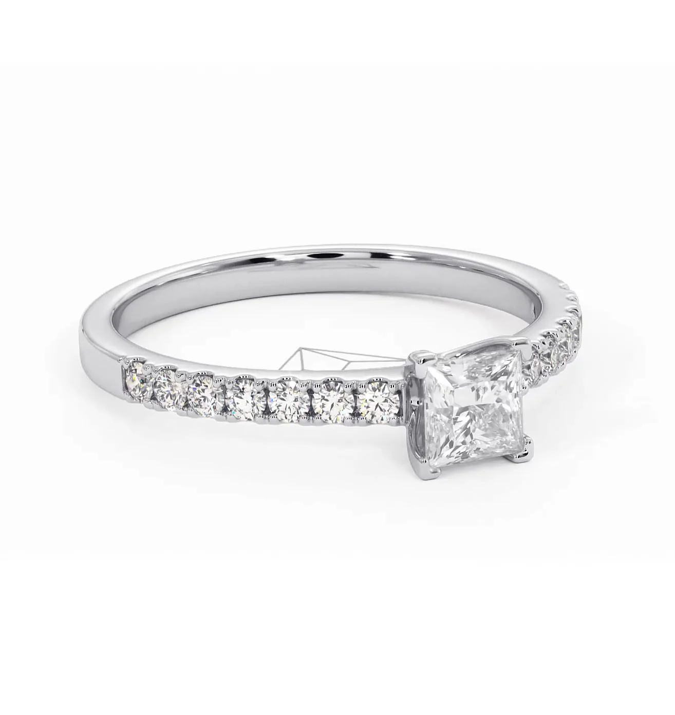 Katerina Princess Diamond Engagement Ring 18KW Gold 0.85ct G/VS1 - Image 80