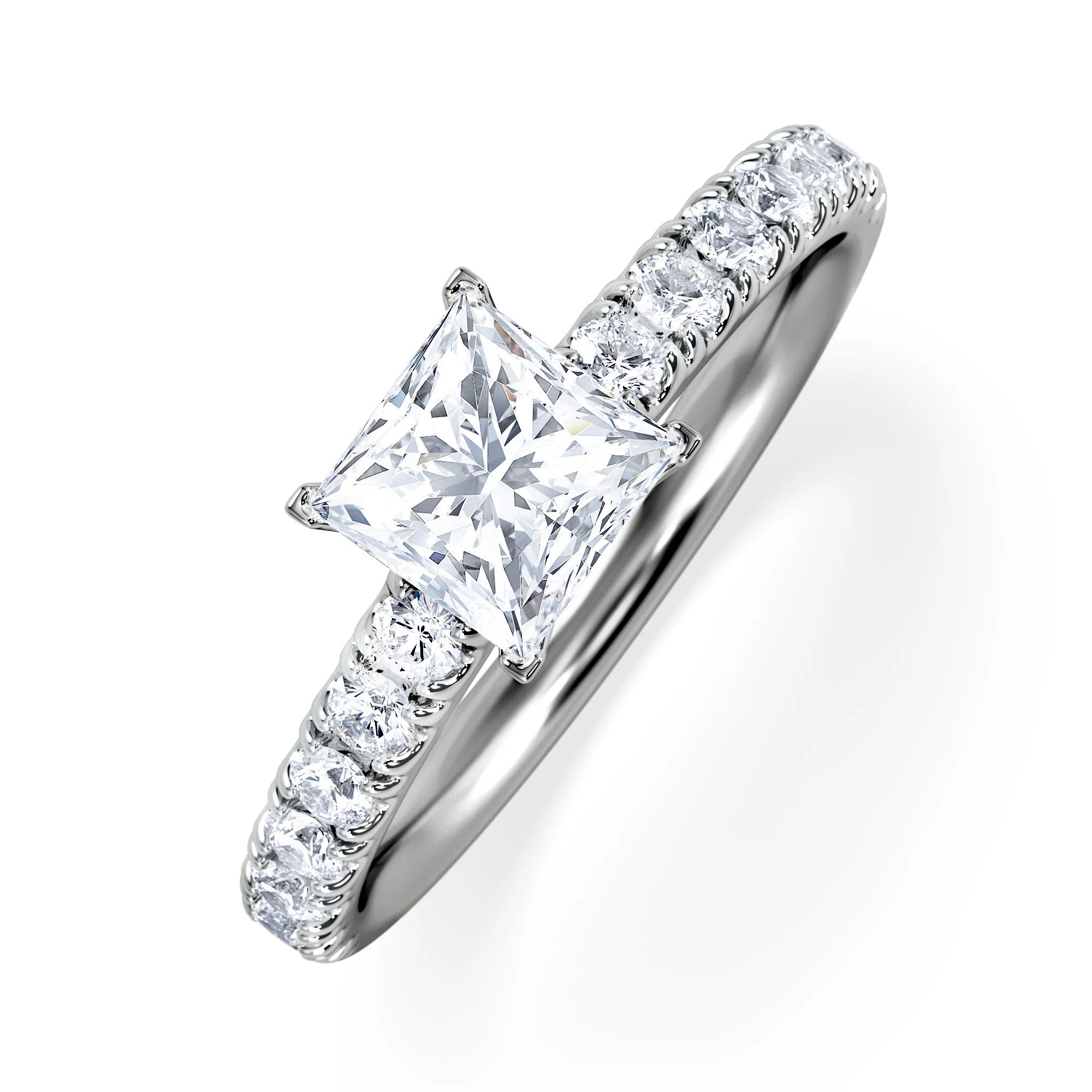 Katerina GIA Princess Diamond Engagement Ring 18KW Gold 1.15ct G/SI2