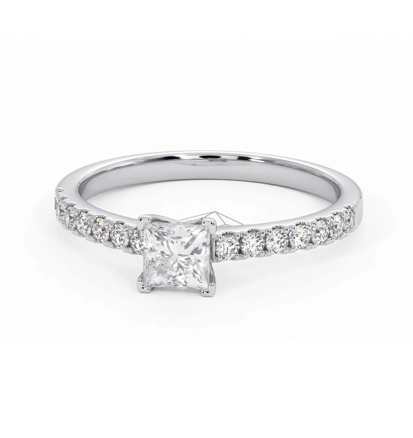 Katerina Lab Princess Diamond Engagement Ring 18KW Gold 0.85ct F/VS1 - Image 10