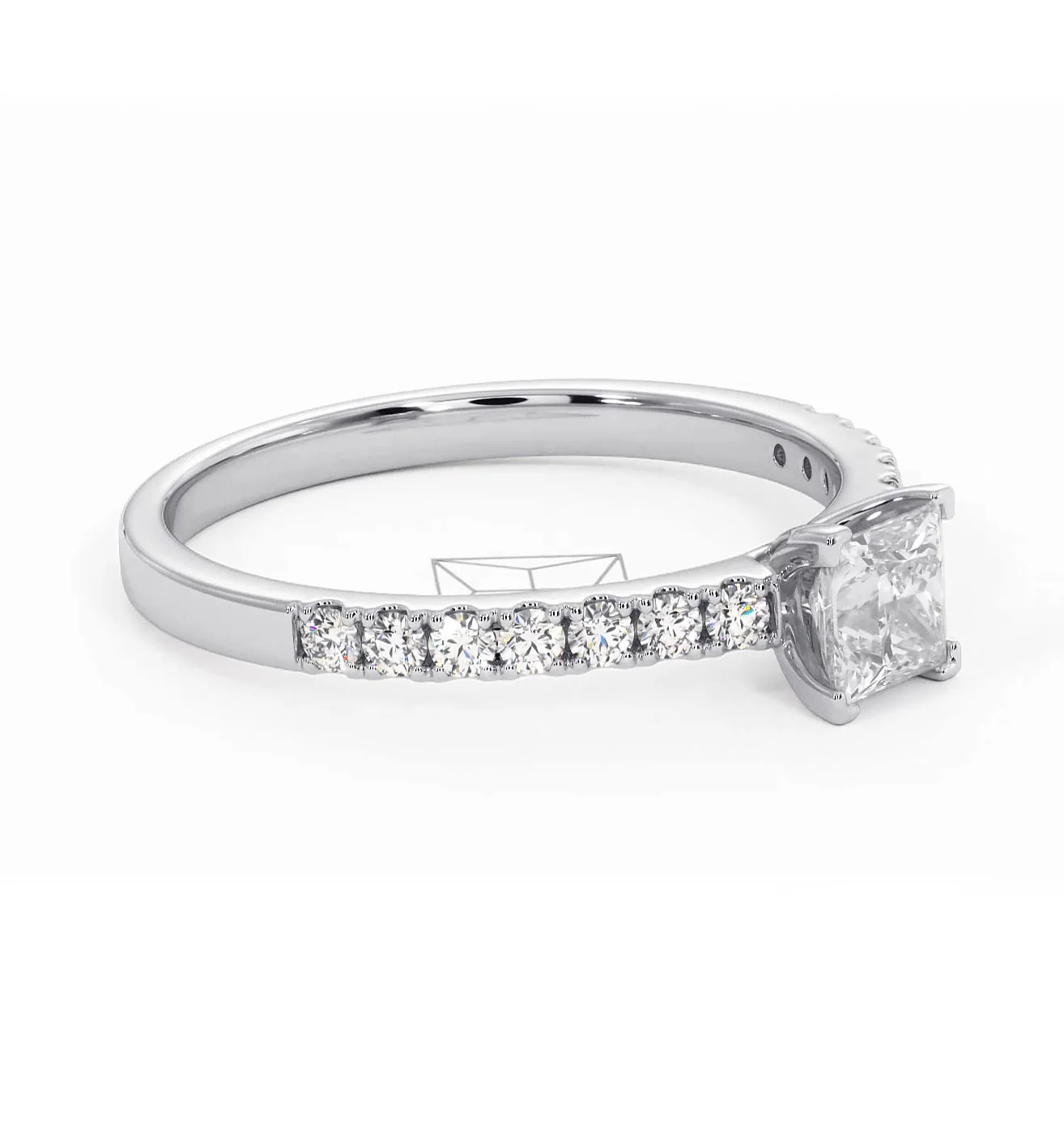 Katerina Lab Princess Diamond Engagement Ring 18KW Gold 0.85ct F/VS1 - Image 157