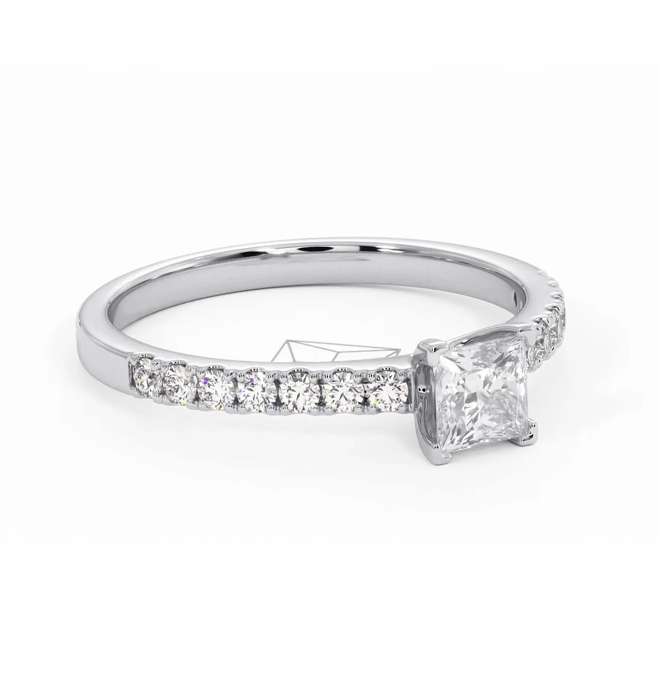 Katerina Lab Princess Diamond Engagement Ring 18KW Gold 0.85ct F/VS1 - Image 161