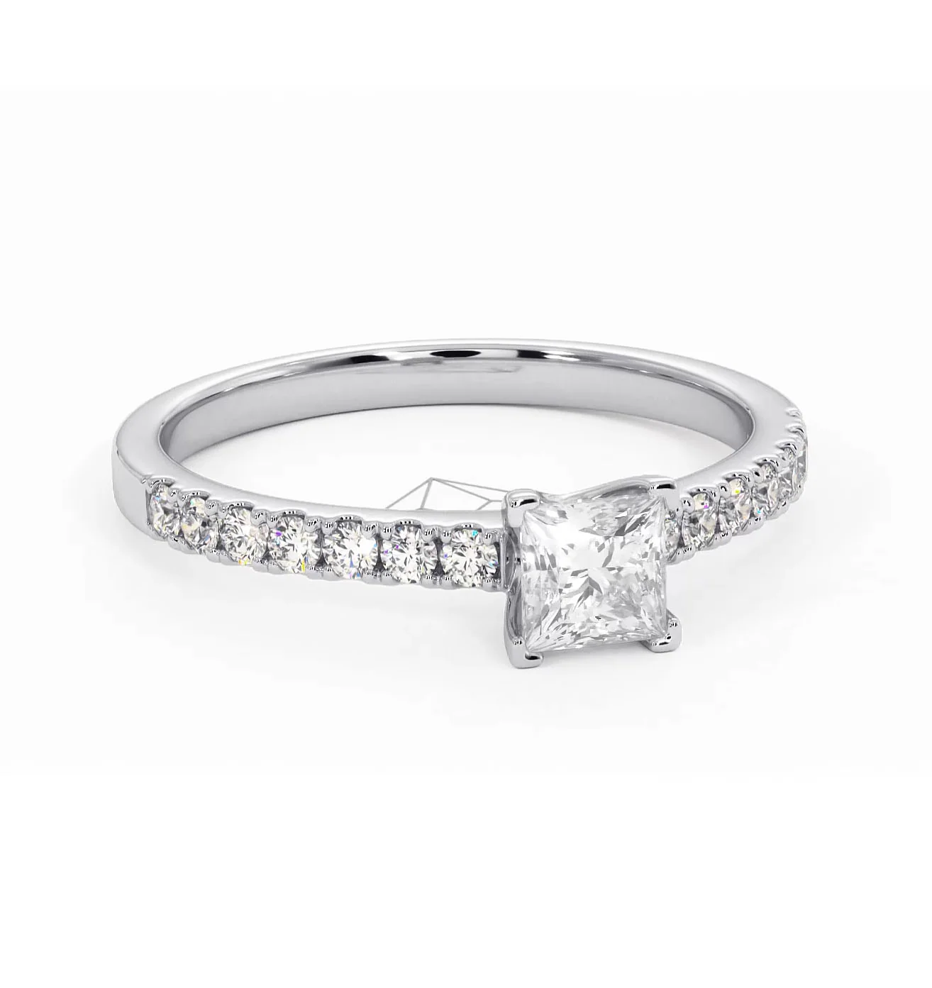 Katerina Lab Princess Diamond Engagement Ring 18KW Gold 0.85ct F/VS1 - Image 164