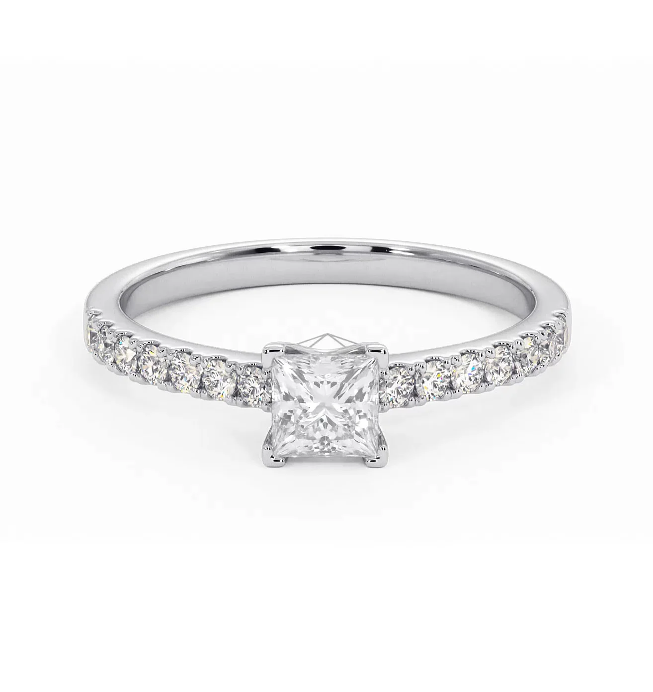 Katerina Lab Princess Diamond Engagement Ring 18KW Gold 0.85ct F/VS1 - Image 8