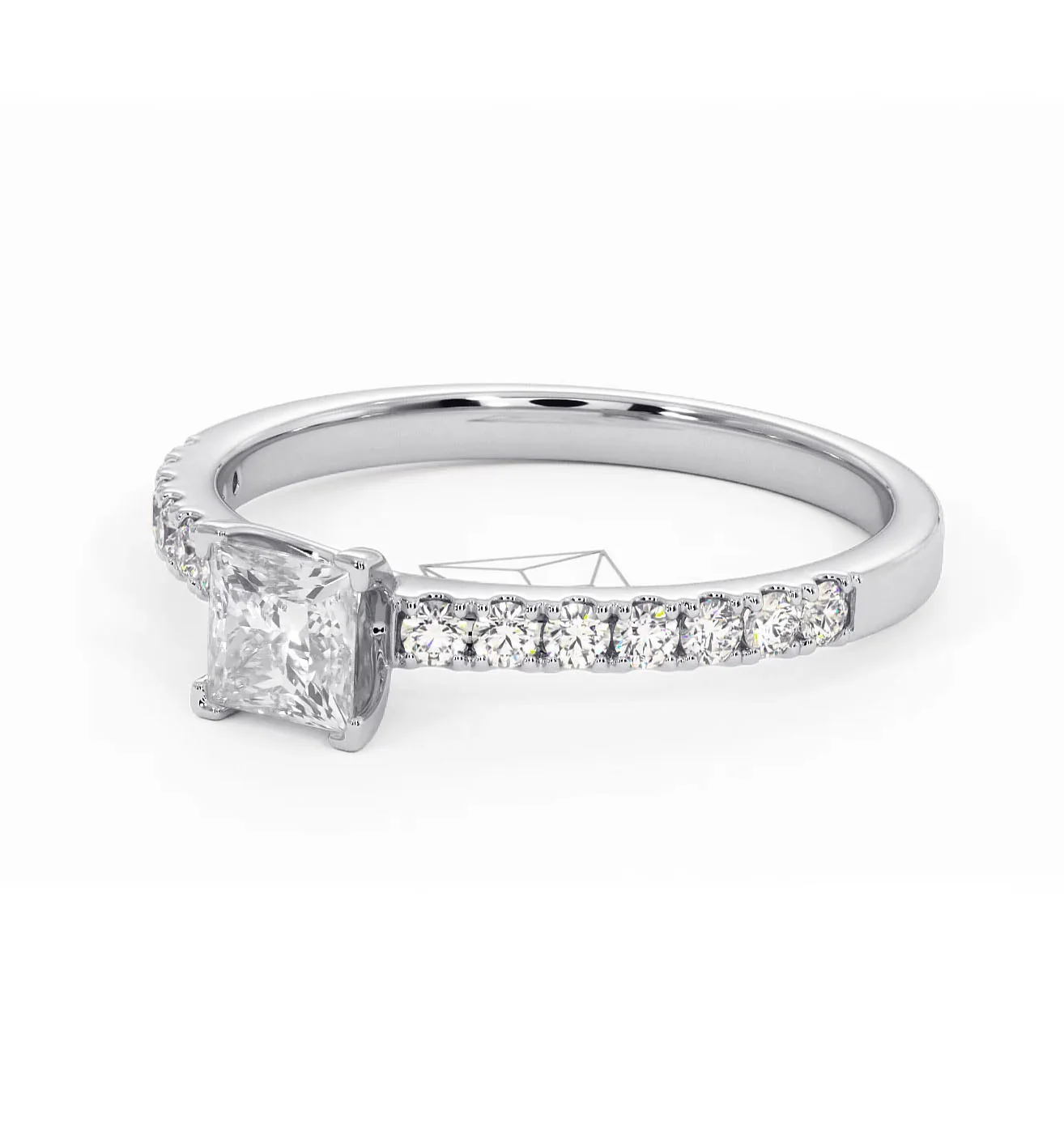 Katerina Lab Princess Diamond Engagement Ring 18KW Gold 0.85ct F/VS1 - Image 95