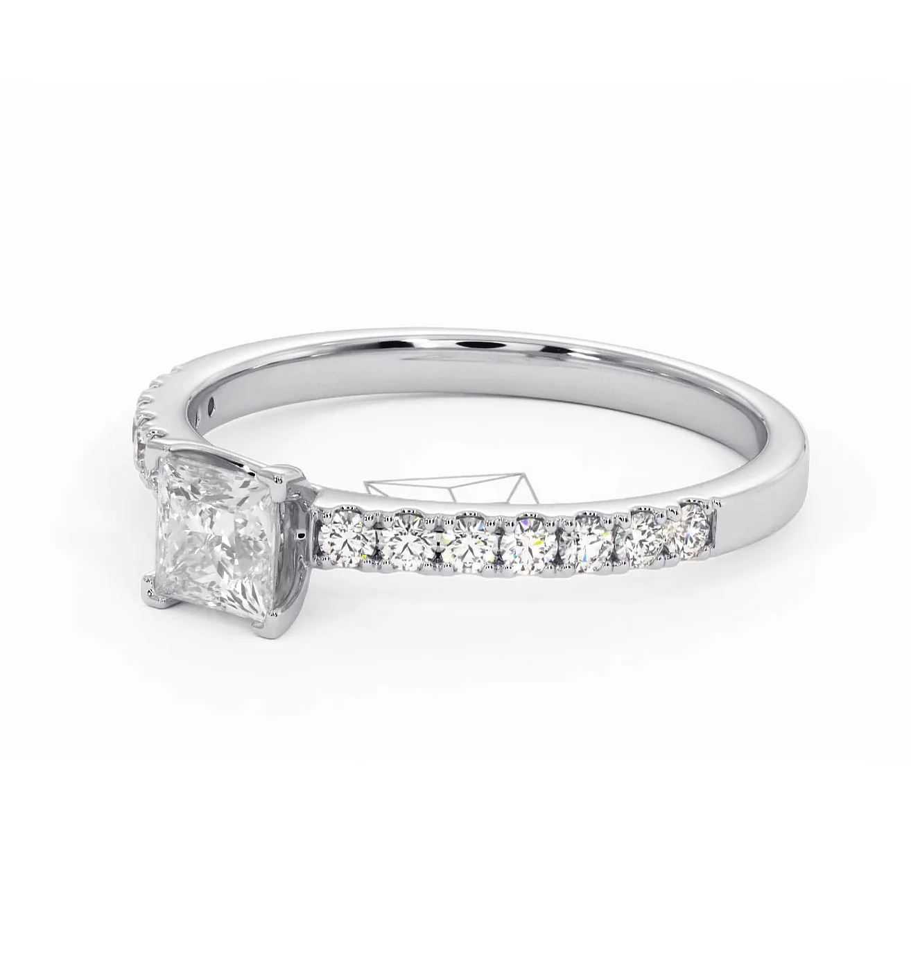 Katerina Lab Princess Diamond Engagement Ring Platinum 0.85ct F/VS1 - Image 96