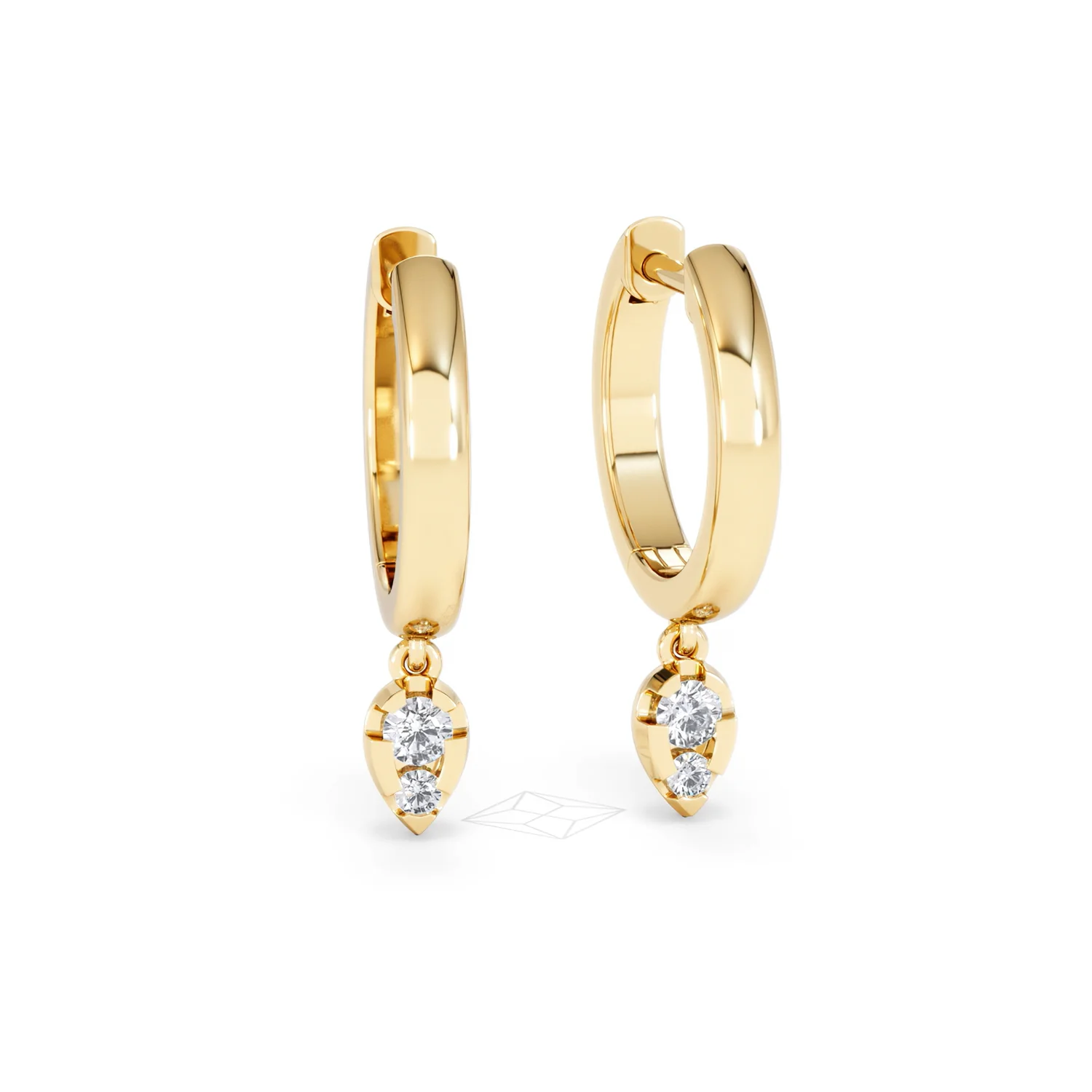 Lab Diamond 0.15ct Marquise Drop Huggies in 18K Gold Vermeil - Image 12