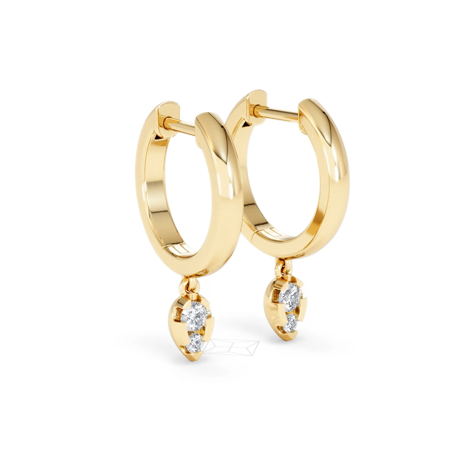 Lab Diamond 0.15ct Marquise Drop Huggies in 18K Gold Vermeil - Image 17