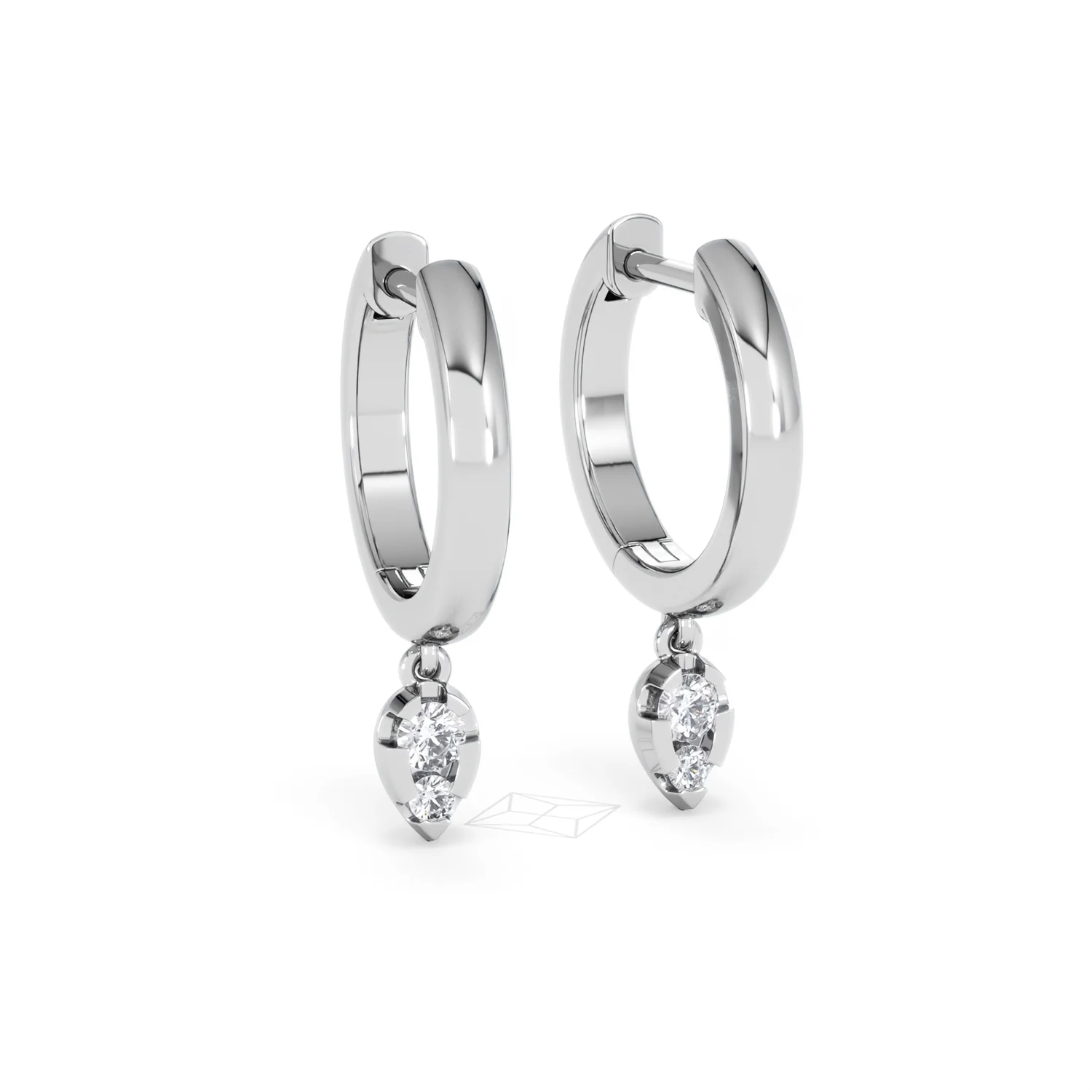 Lab Diamond 0.15ct Marquise Drop Huggies in 925 Silver - Image 13