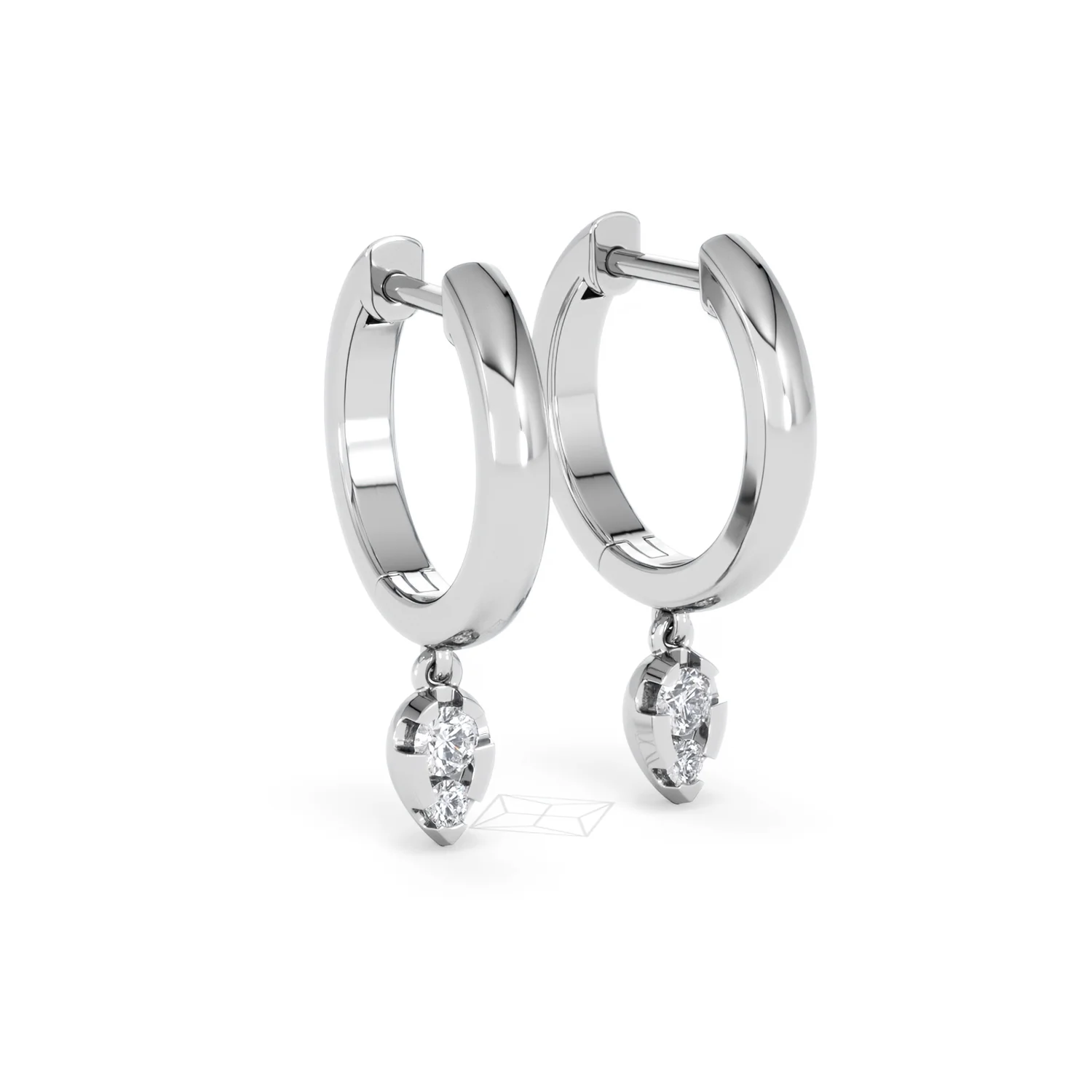 Lab Diamond 0.15ct Marquise Drop Huggies in 925 Silver - Image 15