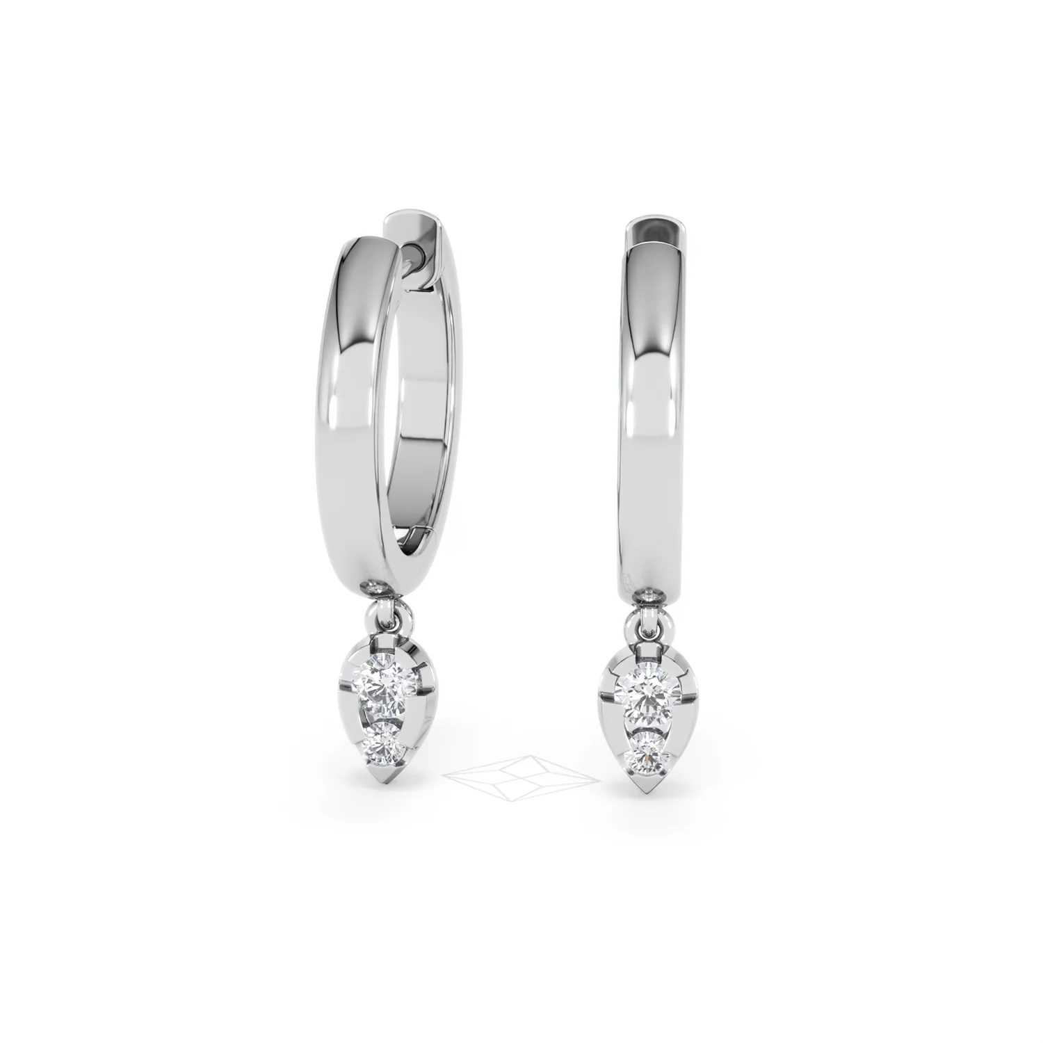 Lab Diamond 0.15ct Marquise Drop Huggies in 925 Silver - Image 86