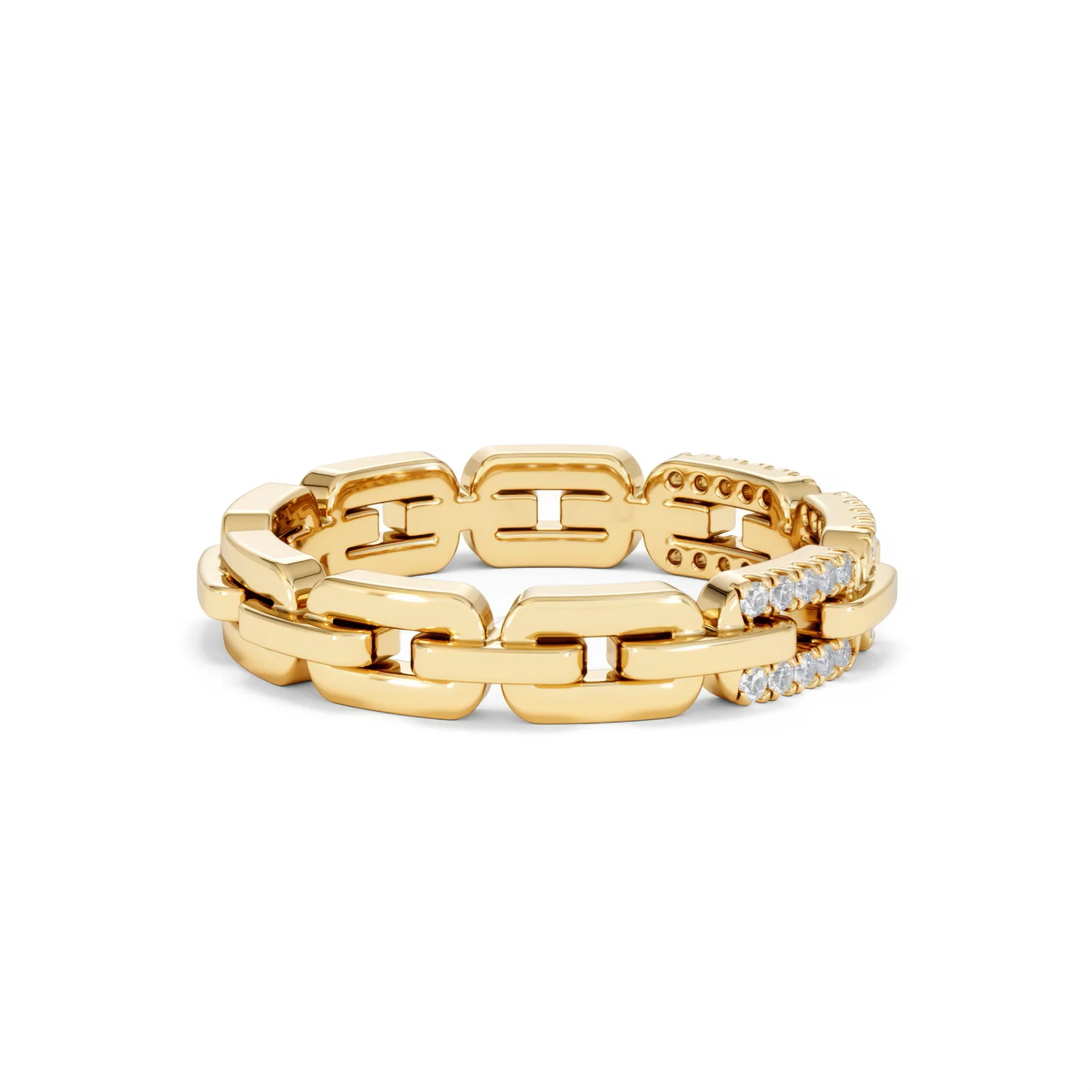 Lab Diamond Chain Link Ring 0.14ct in 18k Gold Vermeil - Image 32