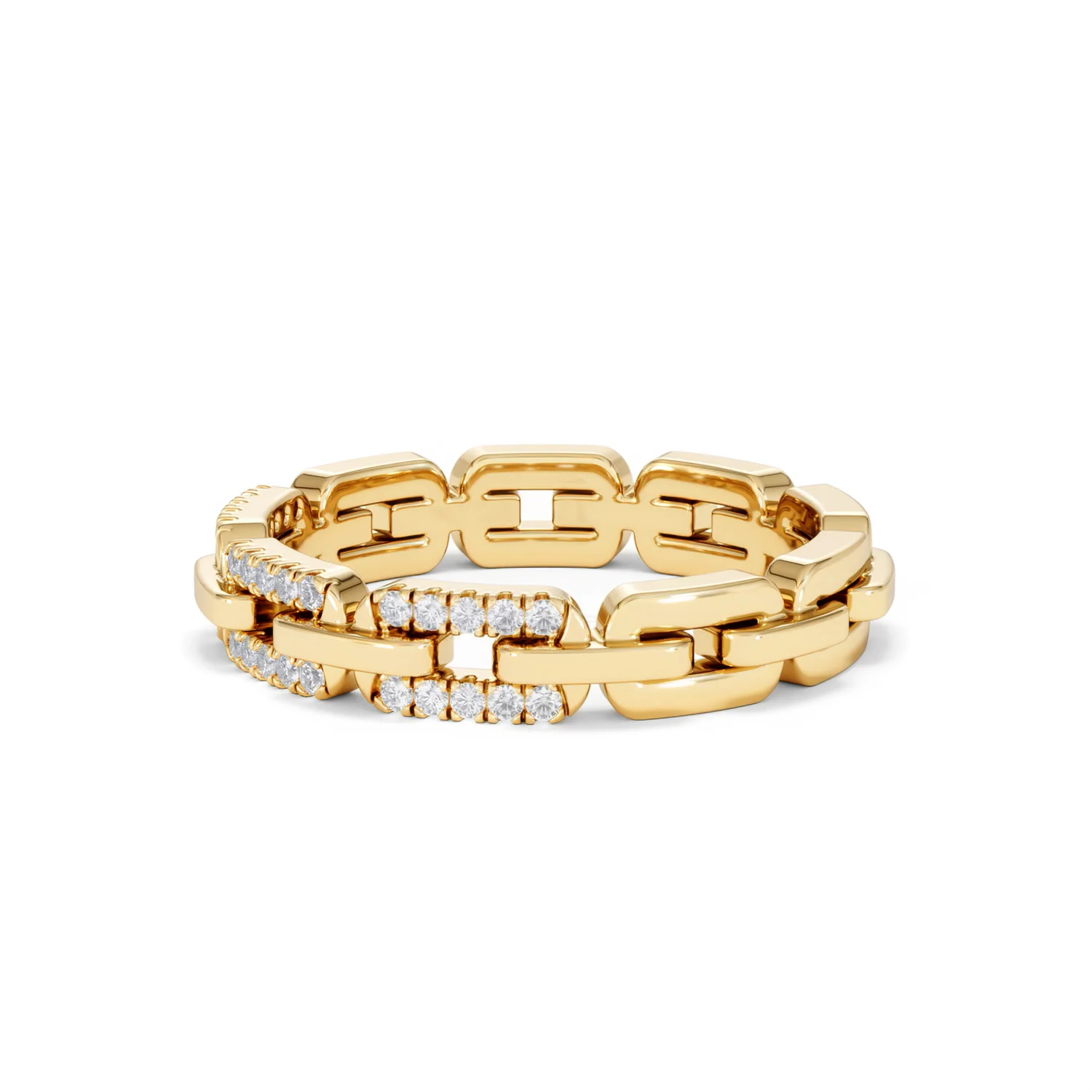 Lab Diamond Chain Link Ring 0.14ct in 18k Gold Vermeil - Image 78