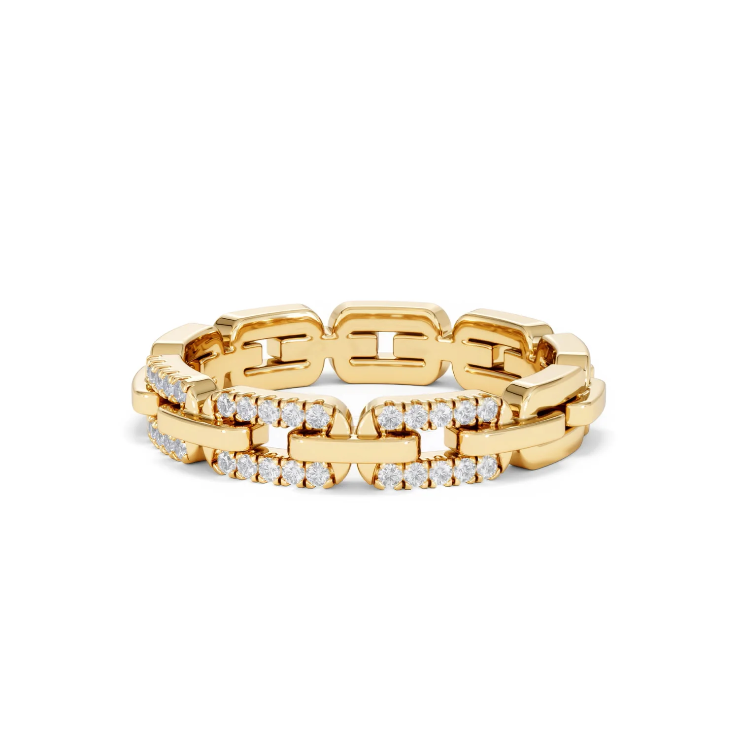 Lab Diamond Chain Link Ring 0.14ct in 18k Gold Vermeil - Image 85
