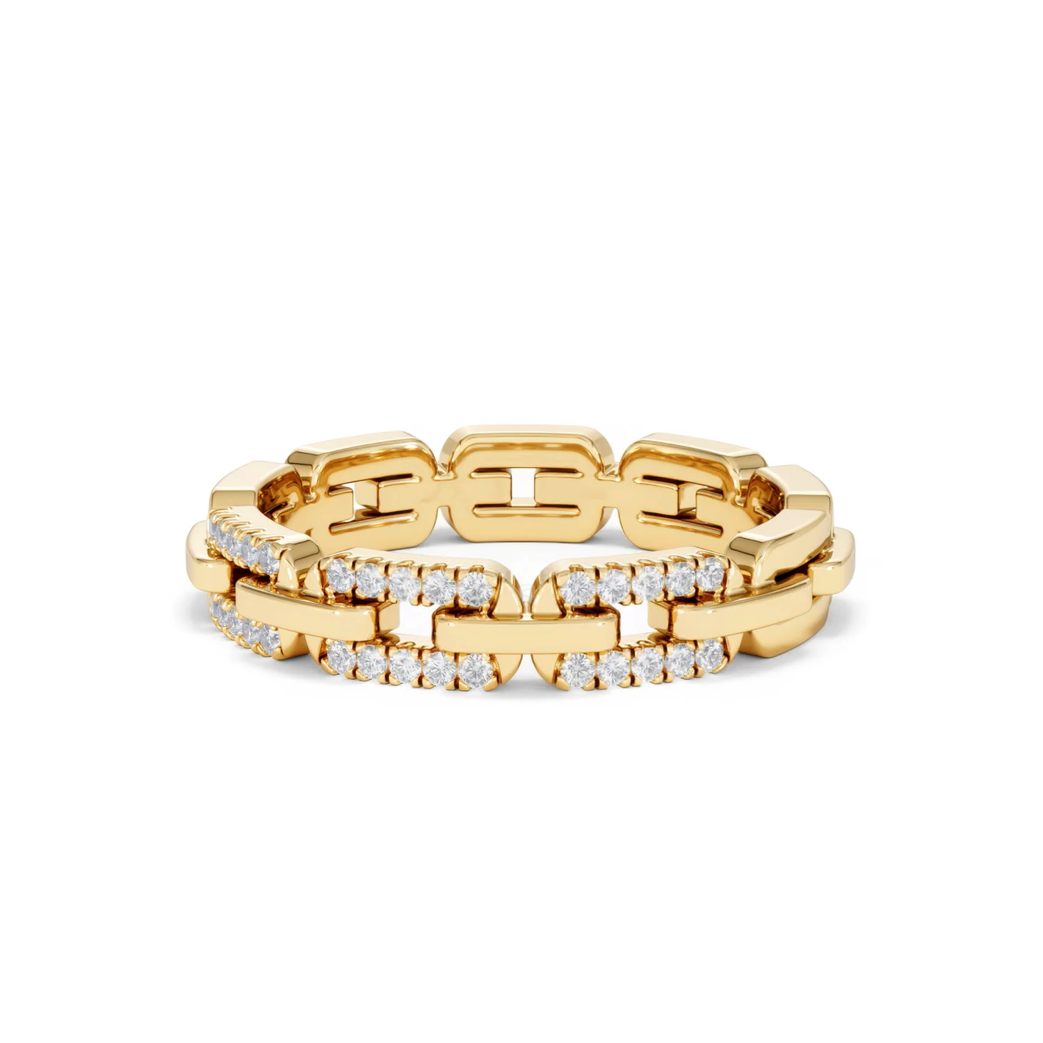 Lab Diamond Chain Link Ring 0.14ct in 18k Gold Vermeil - Image 86