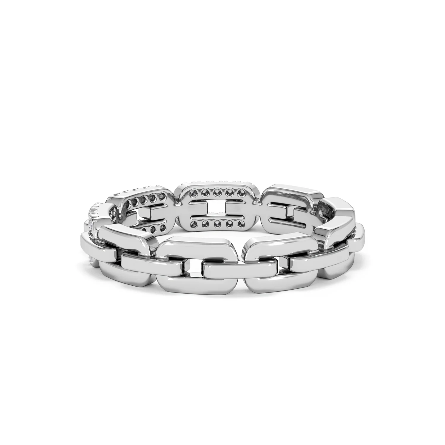 Lab Diamond Chain Link Ring 0.14ct in 925 Silver - Image 61