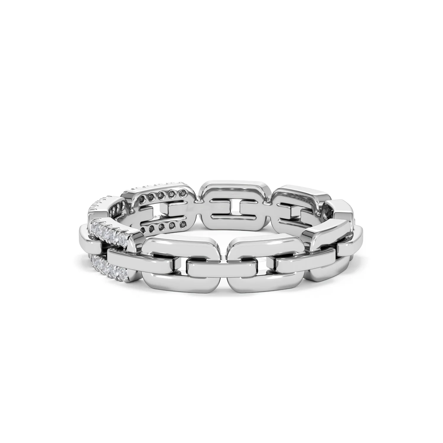 Lab Diamond Chain Link Ring 0.14ct in 925 Silver - Image 68