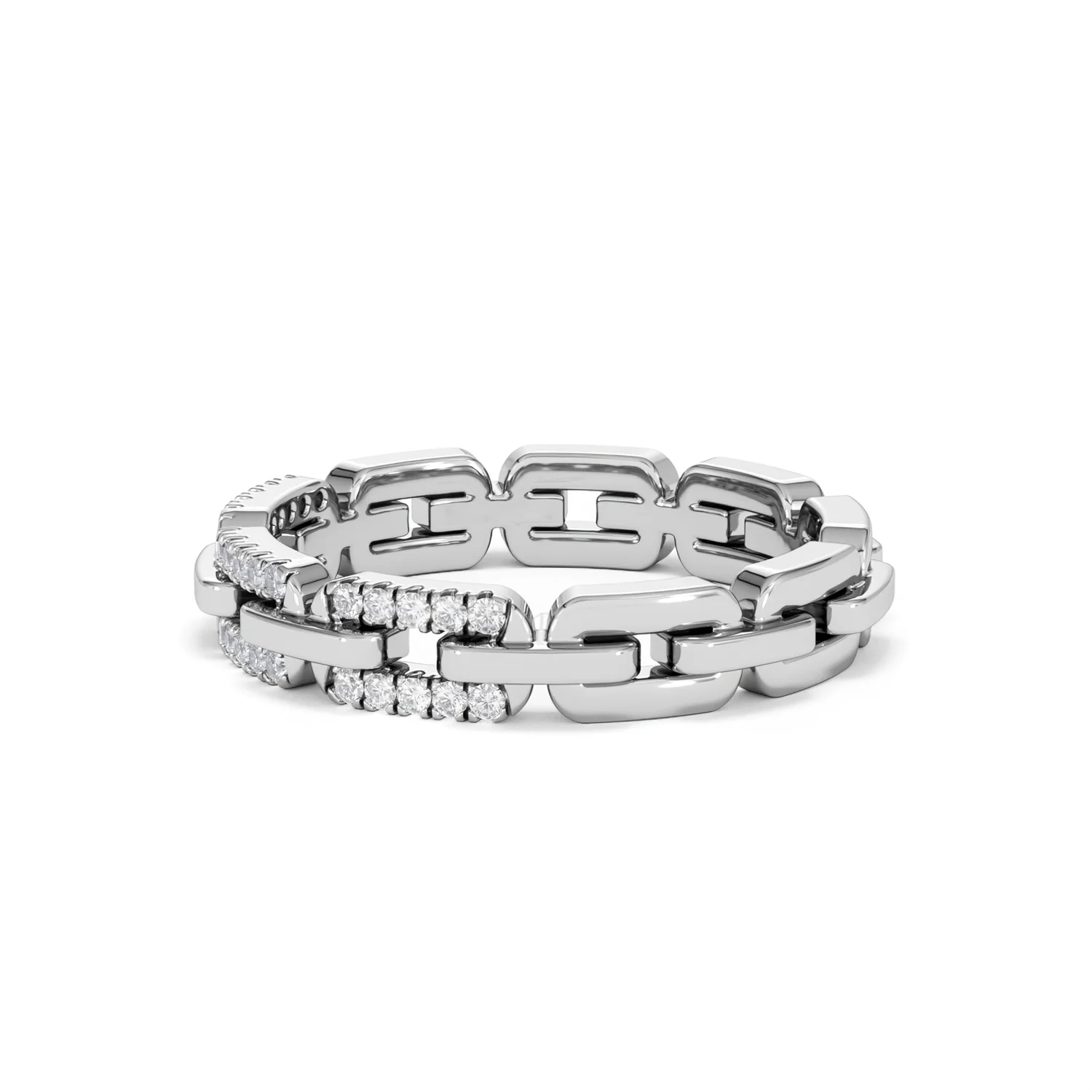Lab Diamond Chain Link Ring 0.14ct in 925 Silver - Image 76