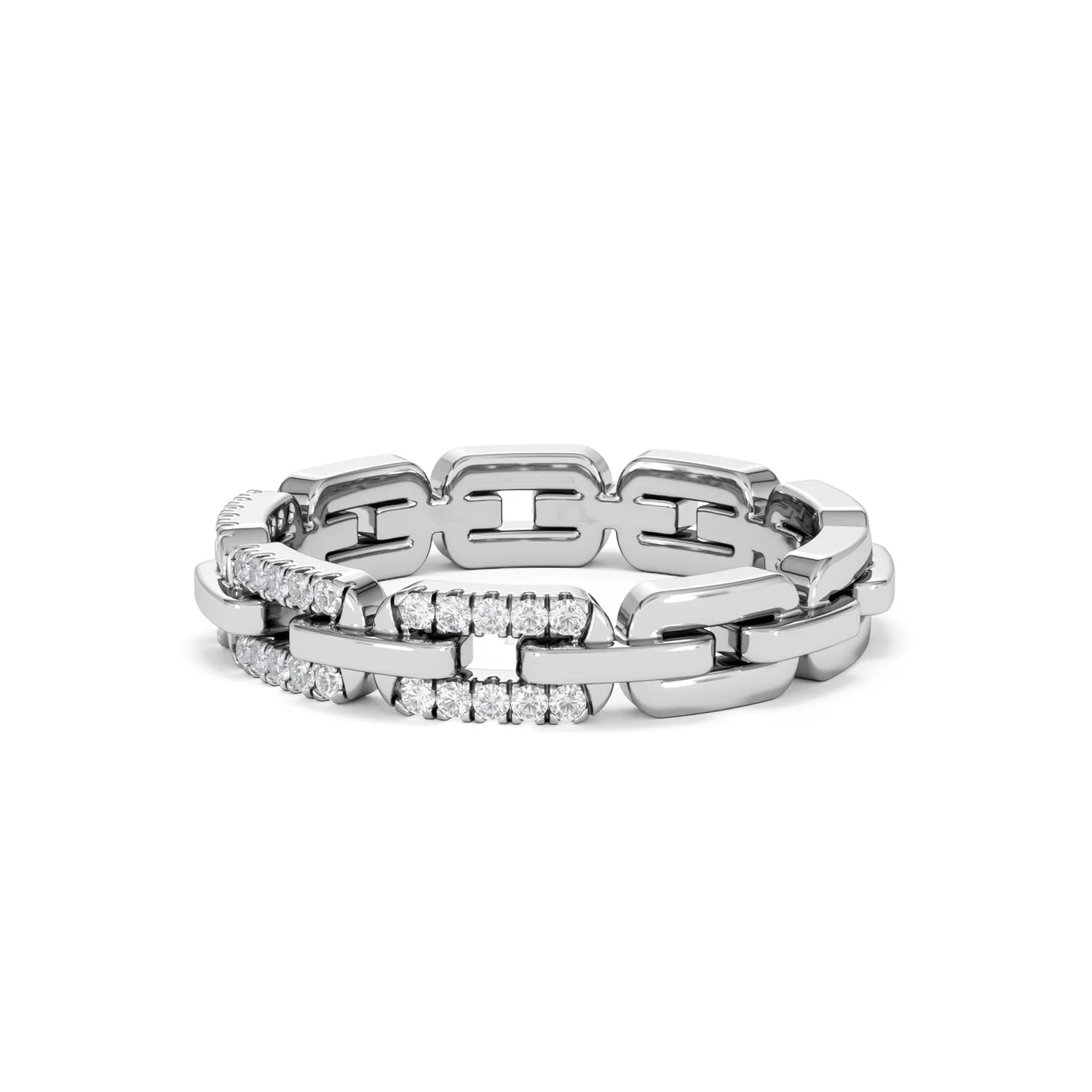 Lab Diamond Chain Link Ring 0.14ct in 925 Silver - Image 79