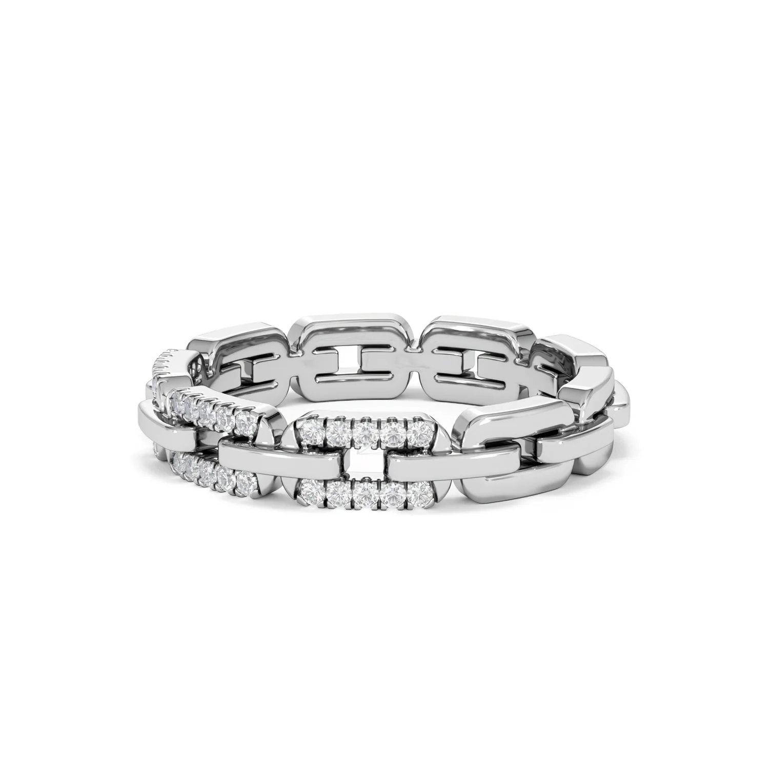 Lab Diamond Chain Link Ring 0.14ct in 925 Silver - Image 80
