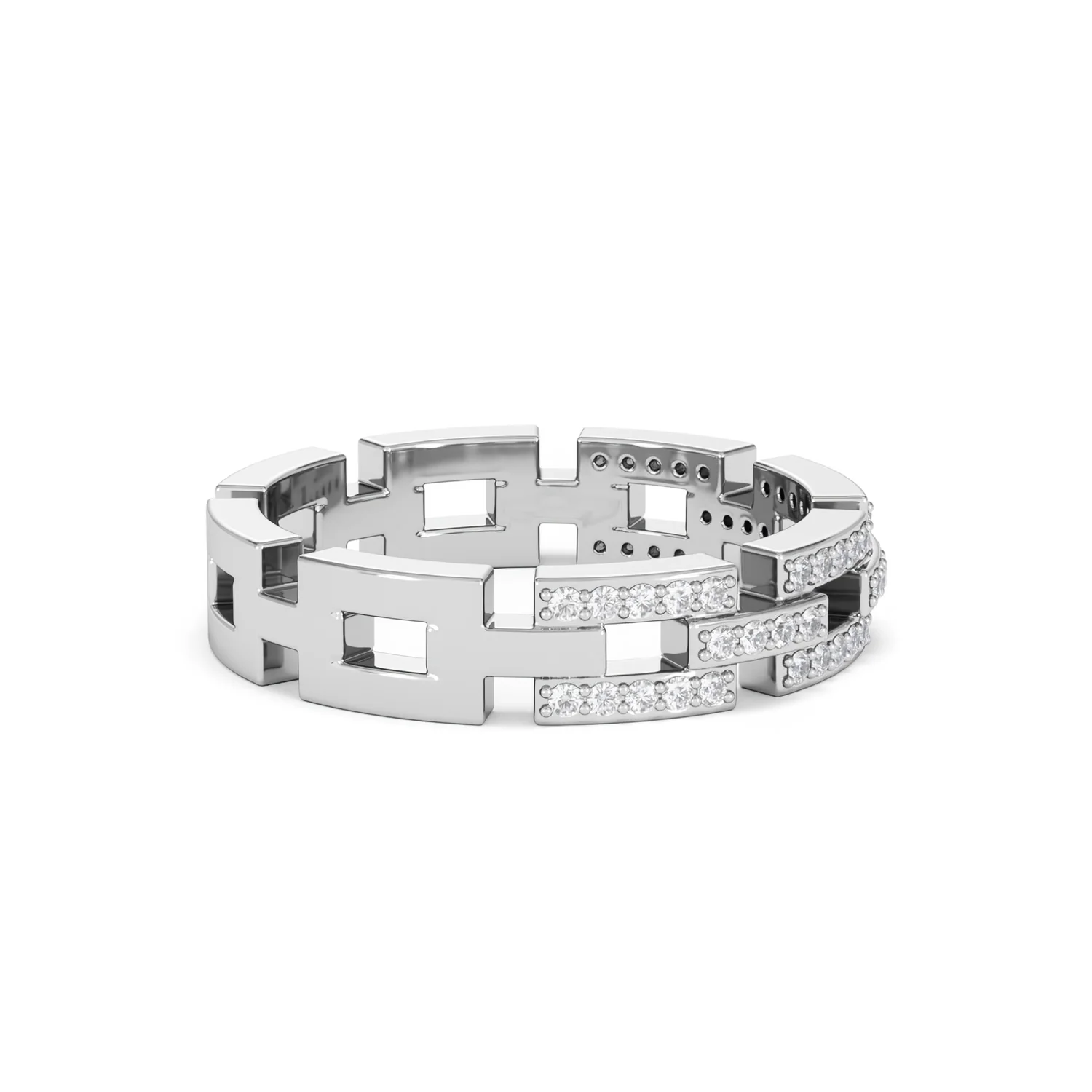 Lab Diamond Chain Link Ring 0.24ct in 925 Silver - Image 30
