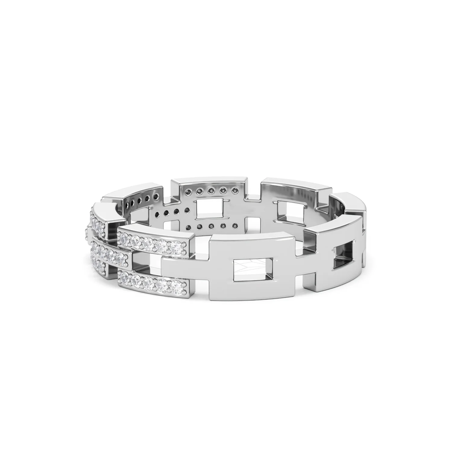 Lab Diamond Chain Link Ring 0.24ct in 925 Silver - Image 68