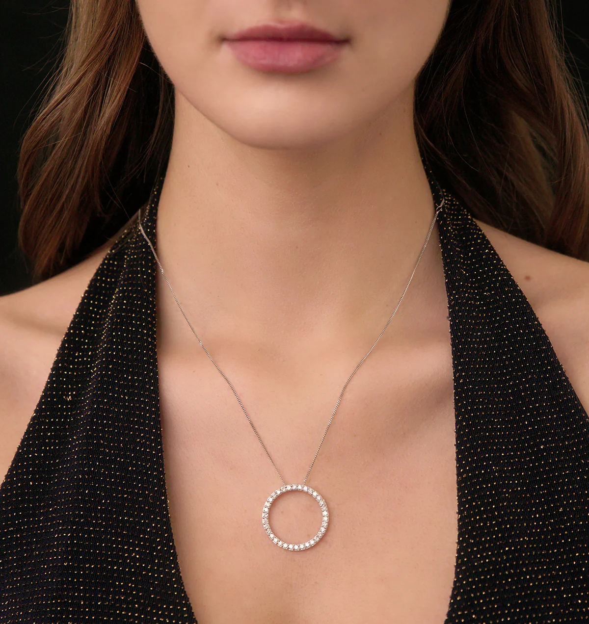 Lab Diamond Circle Necklace Pendant 1 Carat Set in 925 Silver - Image 2