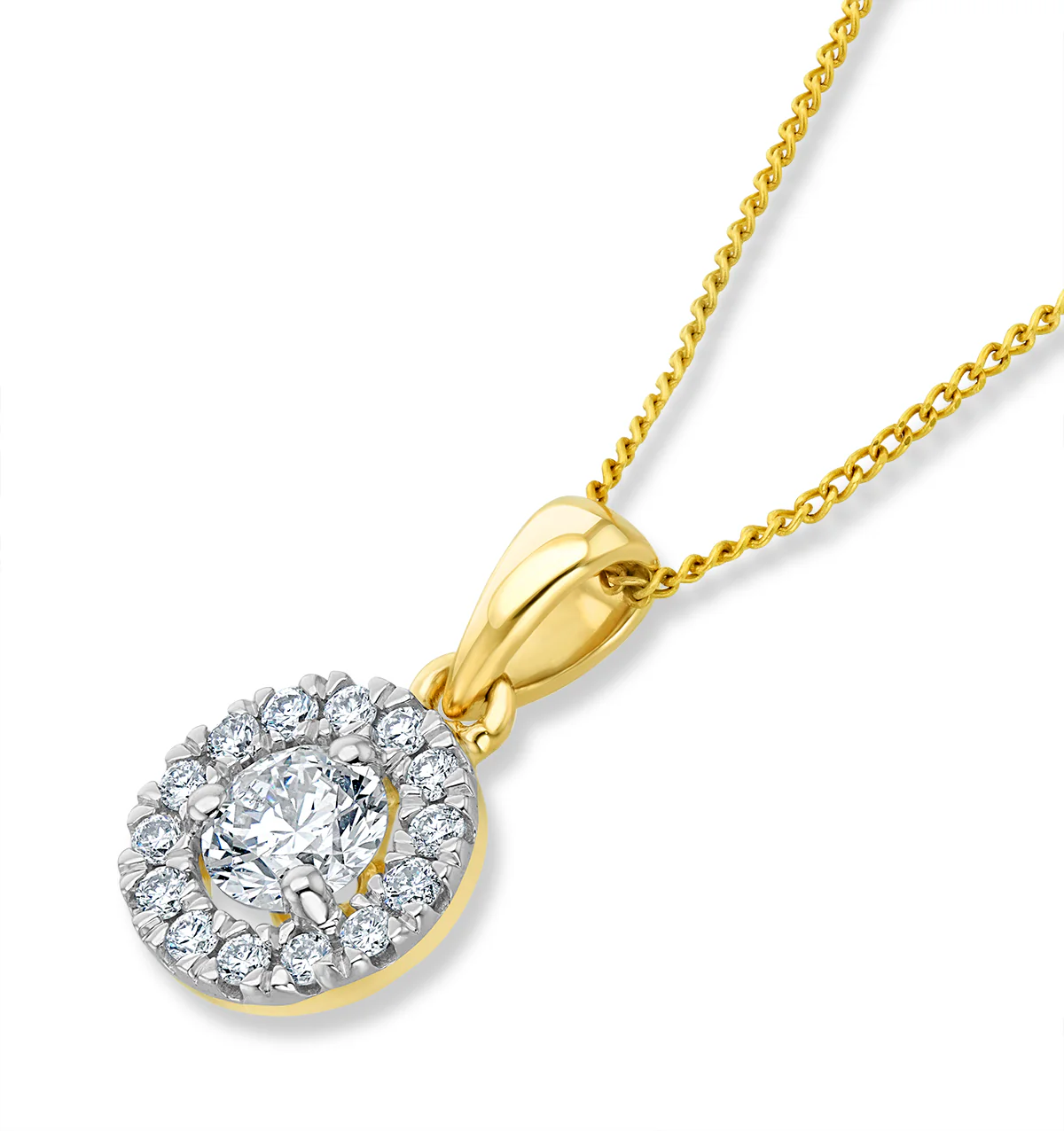 Lab Diamond Halo Necklace Pendant 0.50ct H/Si Set in 9K Gold - Image 3