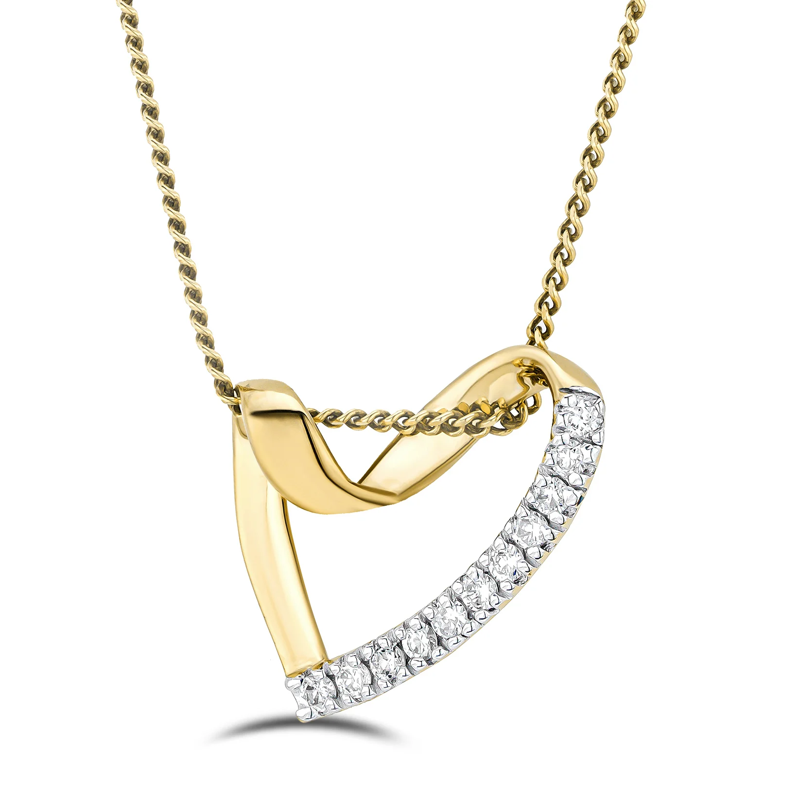 Lab Diamond Heart Necklace Pendant 0.10ct H/SI Set in 18K Gold Vermeil - Image 3