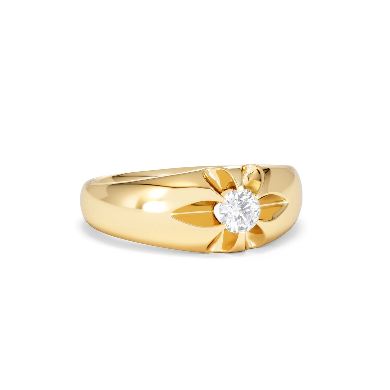 Lab Diamond Signet Ring 0.25ct Round Cut in 18K Gold Vermeil - Image 14