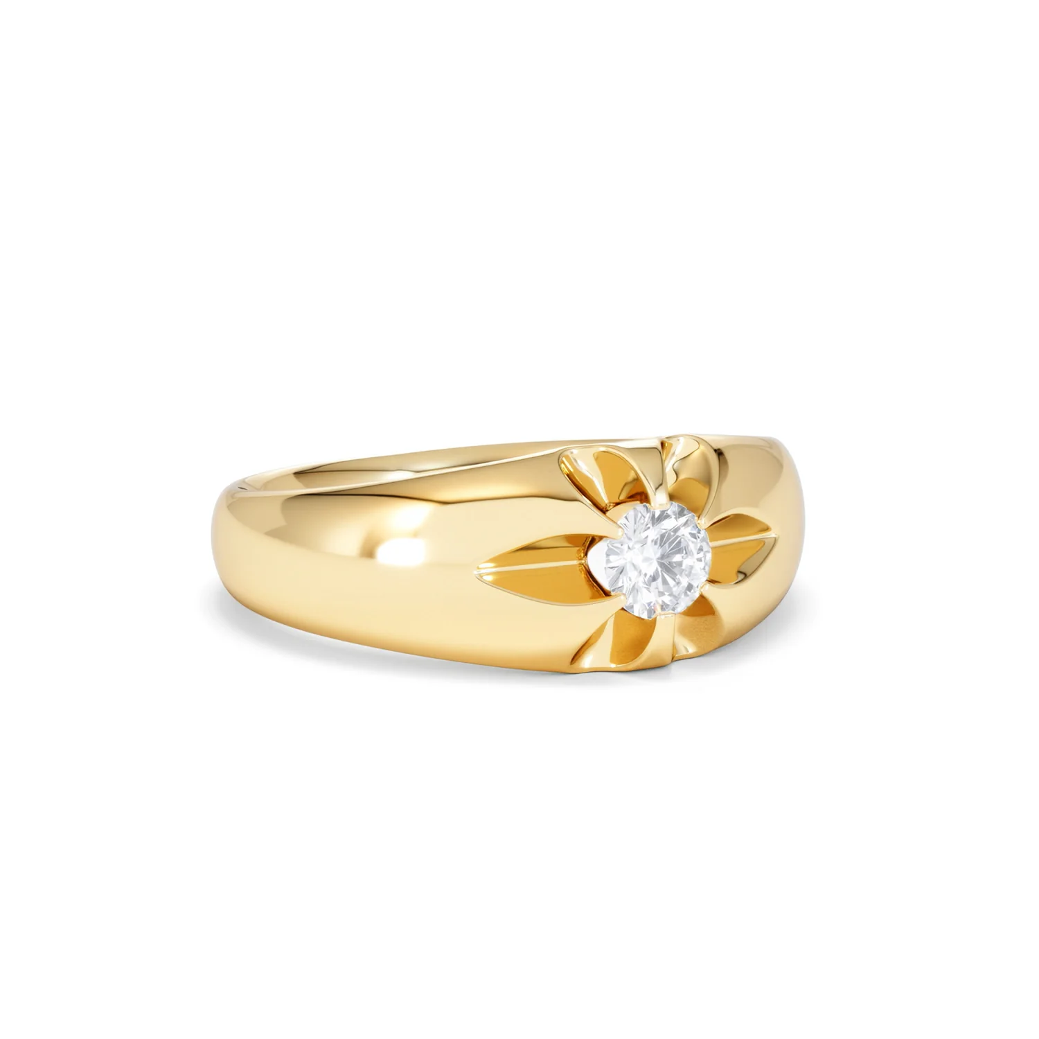 Lab Diamond Signet Ring 0.25ct Round Cut in 18K Gold Vermeil - Image 15