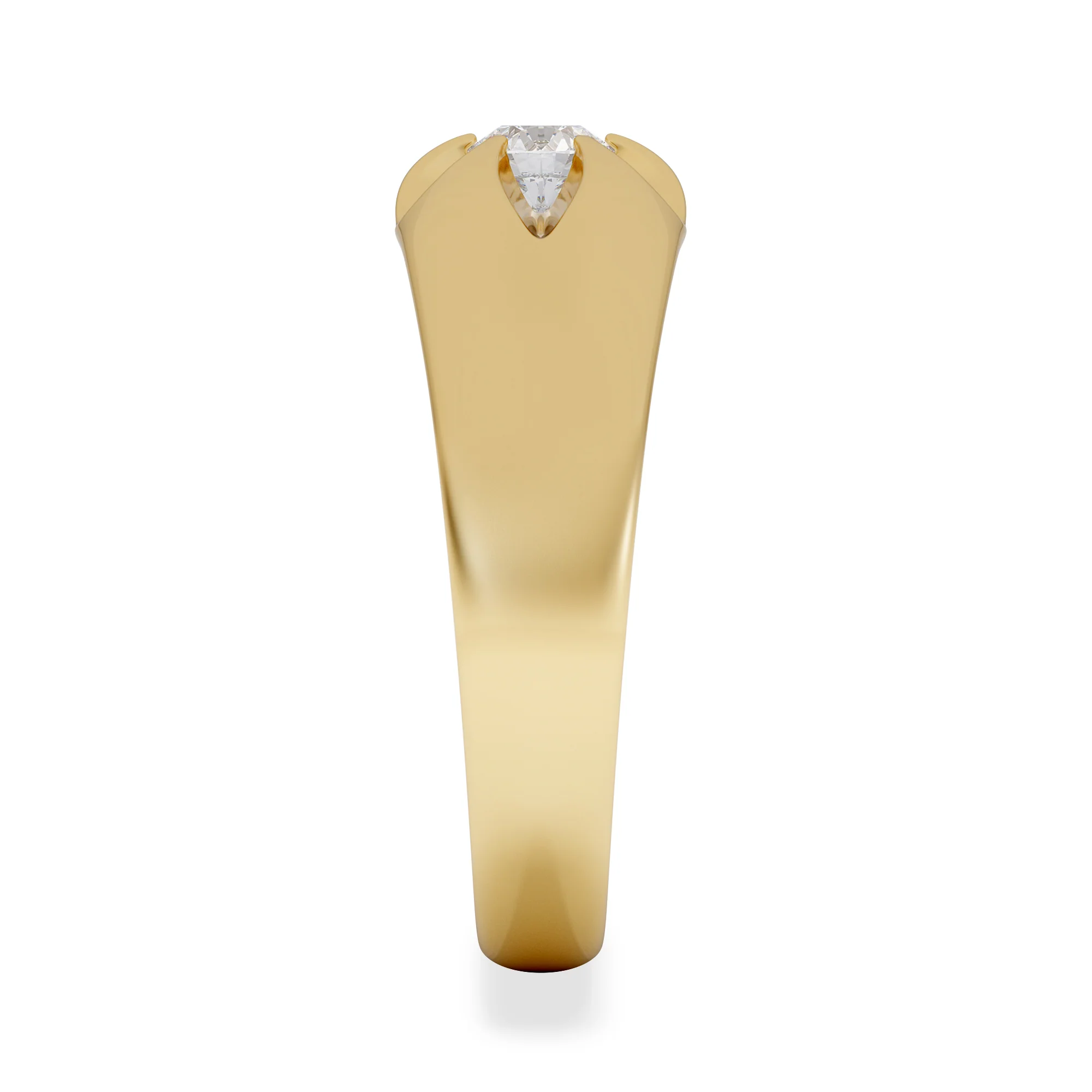 Lab Diamond Signet Ring 0.25ct Round Cut in 18K Gold Vermeil - Image 3