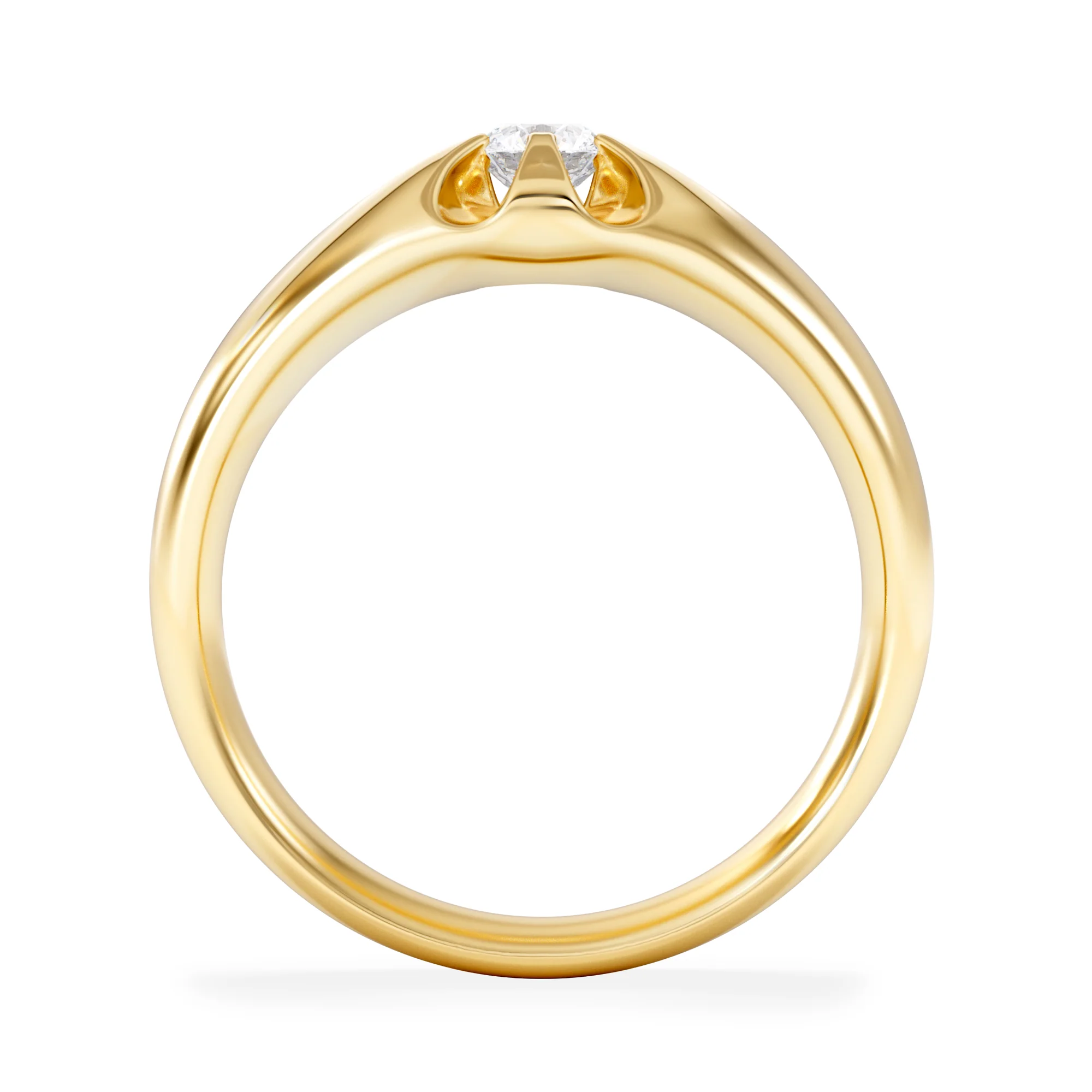 Lab Diamond Signet Ring 0.25ct Round Cut in 18K Gold Vermeil - Image 5