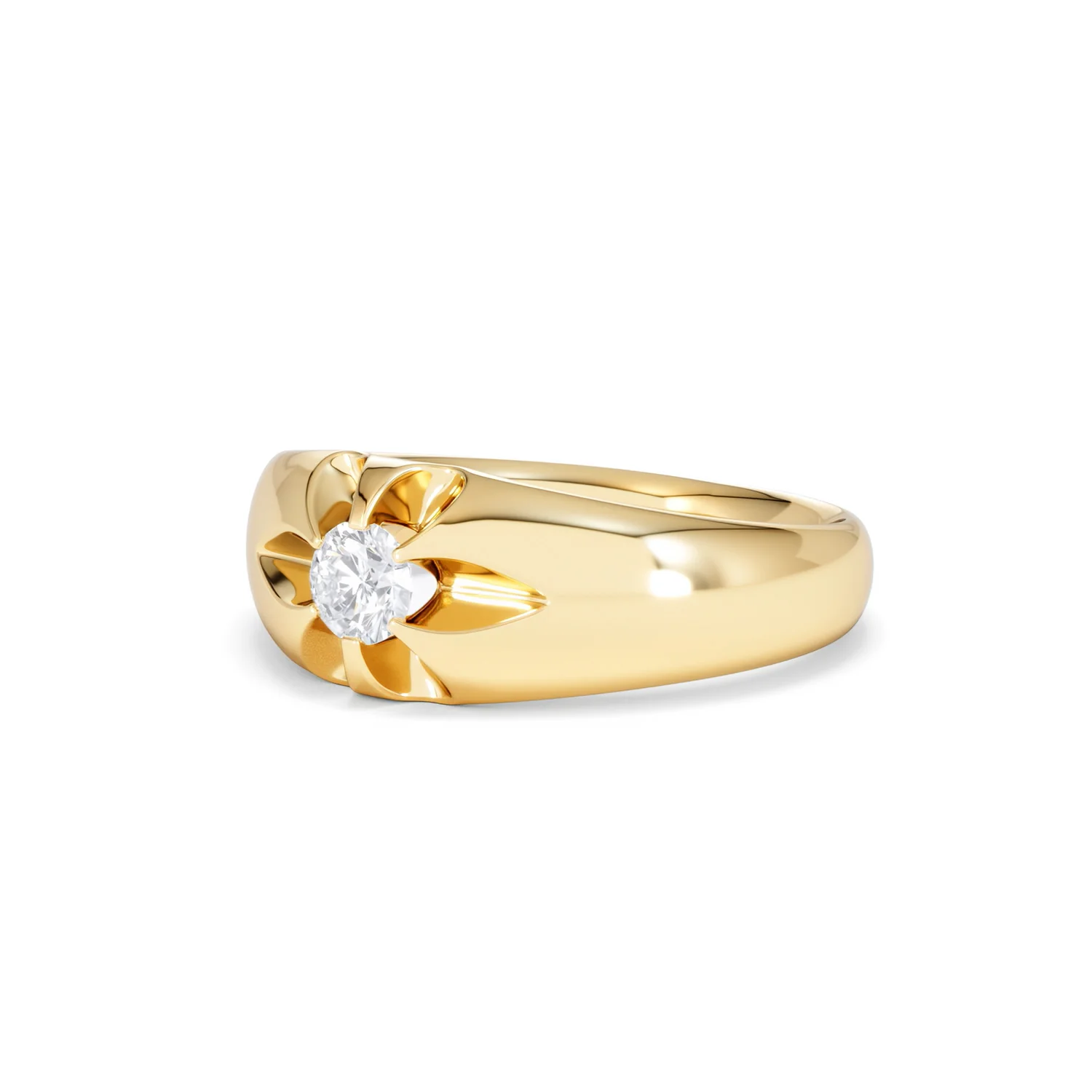 Lab Diamond Signet Ring 0.25ct Round Cut in 18K Gold Vermeil - Image 81