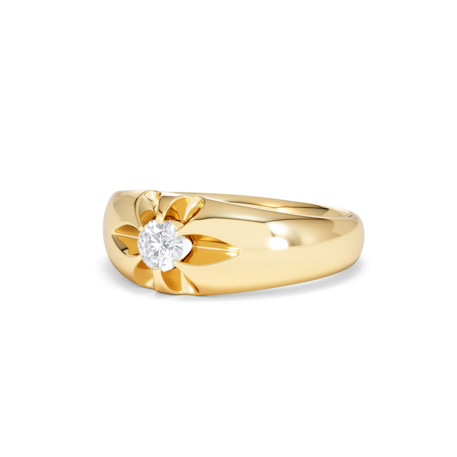 Lab Diamond Signet Ring 0.25ct Round Cut in 18K Gold Vermeil - Image 82