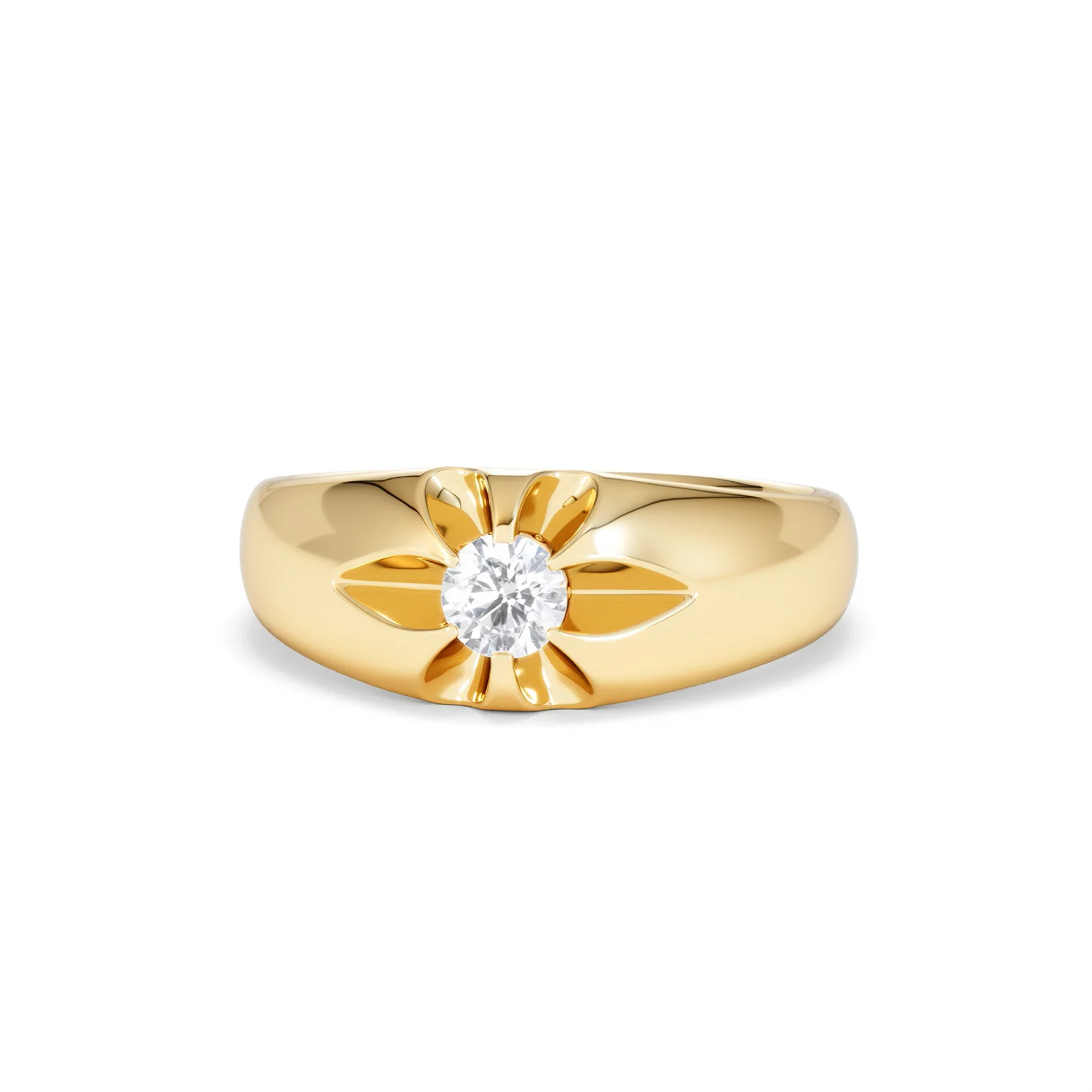 Lab Diamond Signet Ring 0.25ct Round Cut in 18K Gold Vermeil - Image 87
