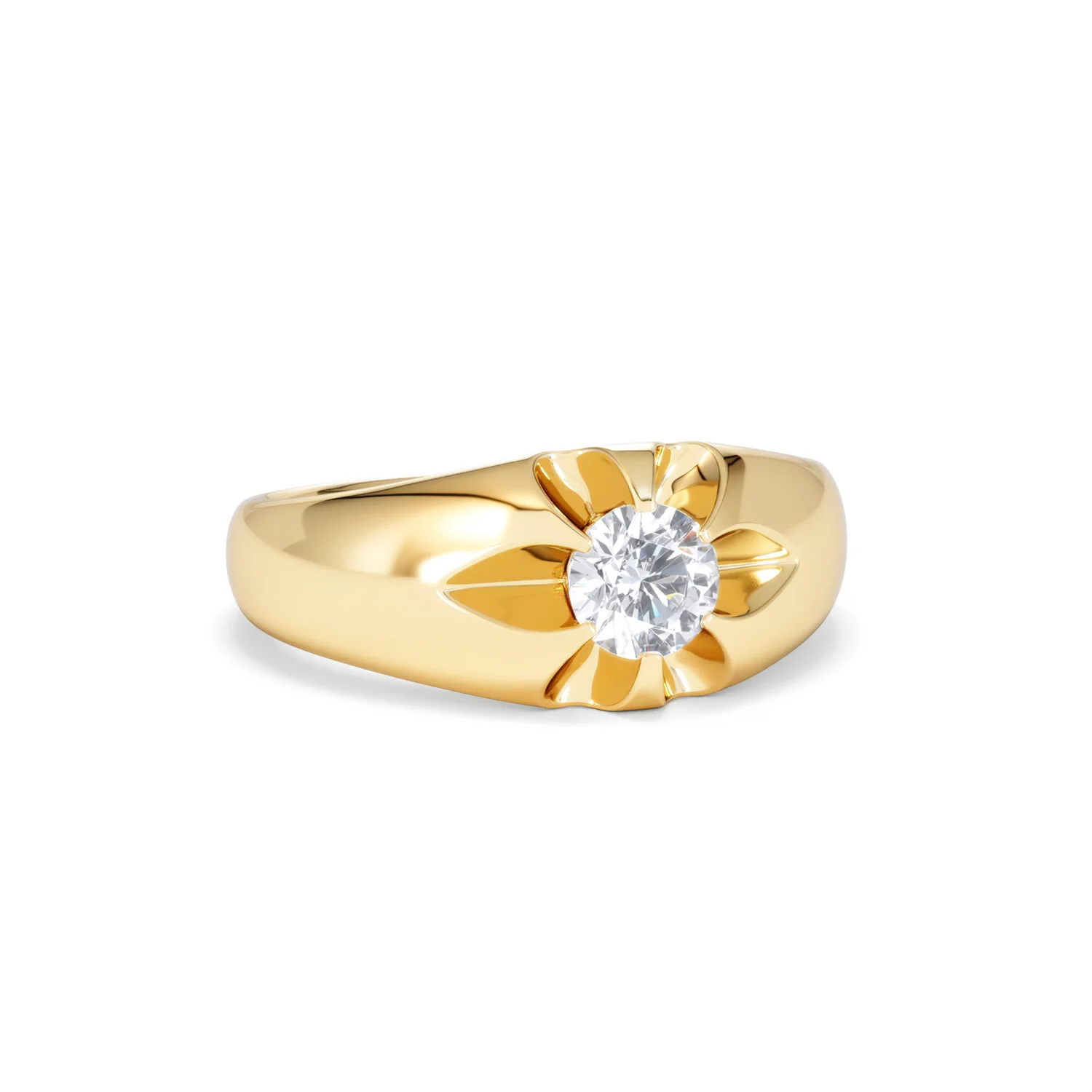Lab Diamond Signet Ring 0.50ct Round Cut in 18K Gold Vermeil - Image 13
