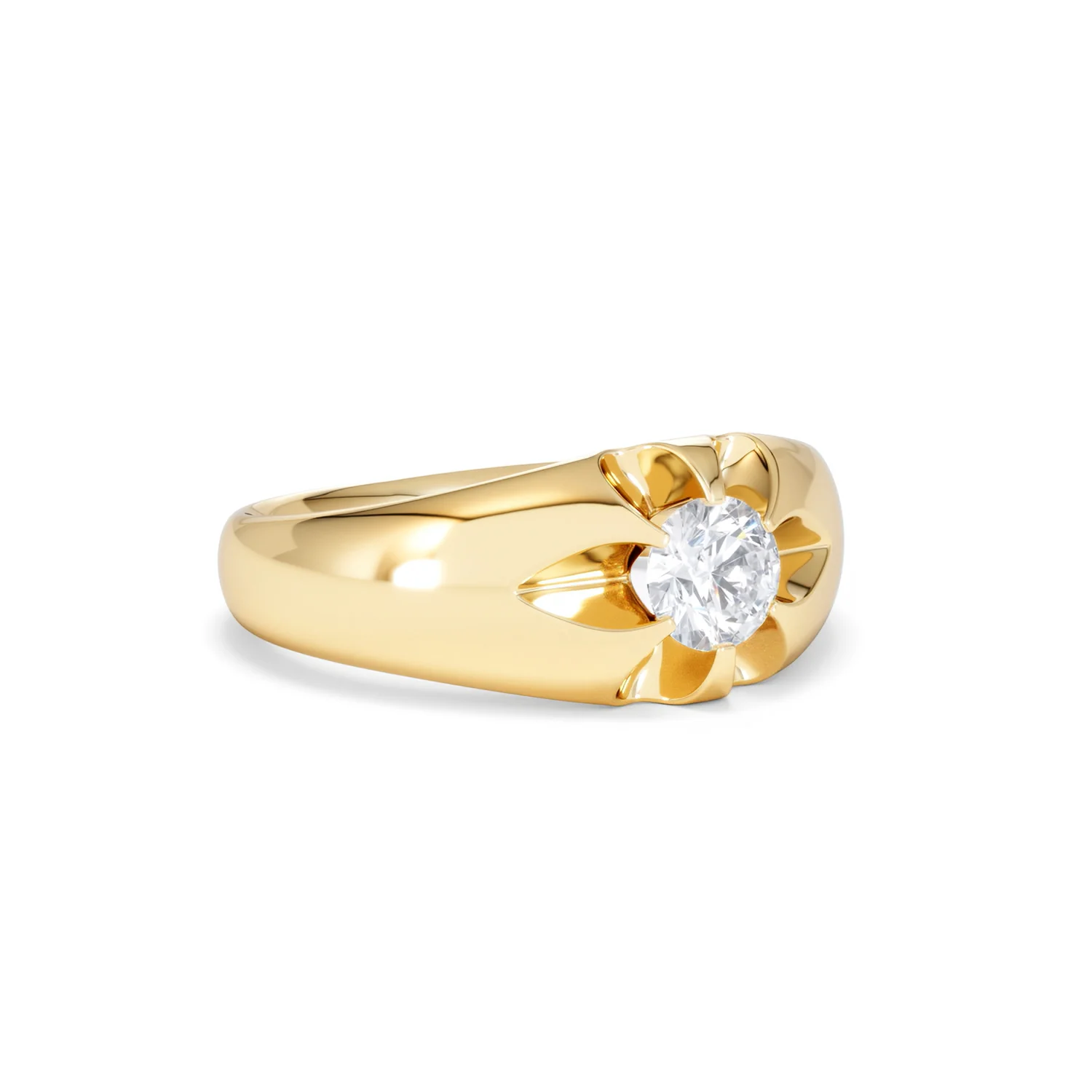 Lab Diamond Signet Ring 0.50ct Round Cut in 18K Gold Vermeil - Image 16