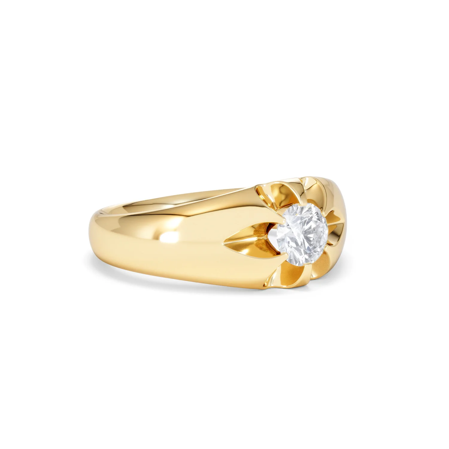 Lab Diamond Signet Ring 0.50ct Round Cut in 18K Gold Vermeil - Image 17